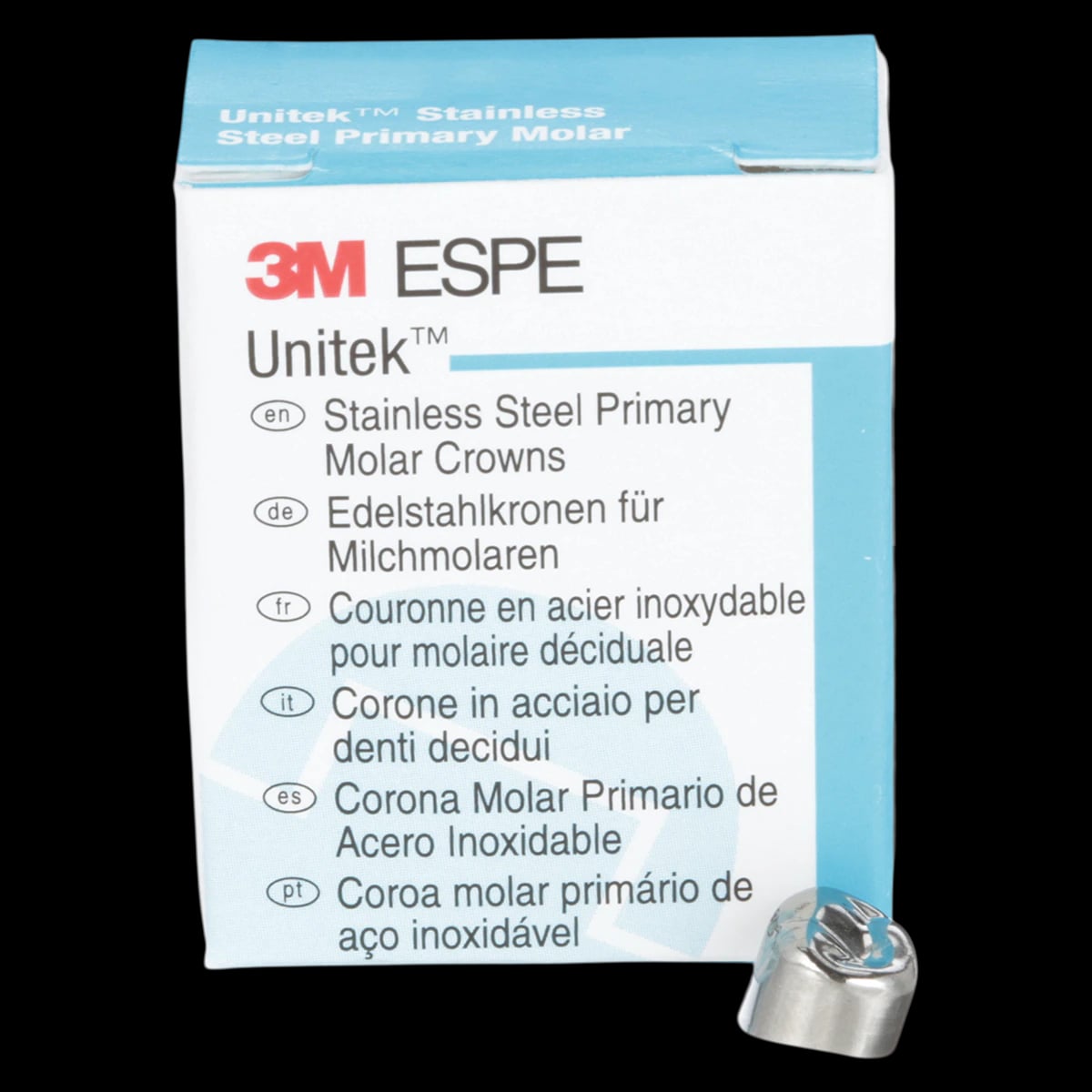 3M Unitek Stainless Steel Primary Molar Crown, Lower Right First Molar, Size 3 (LR3), 5/Box, 900143