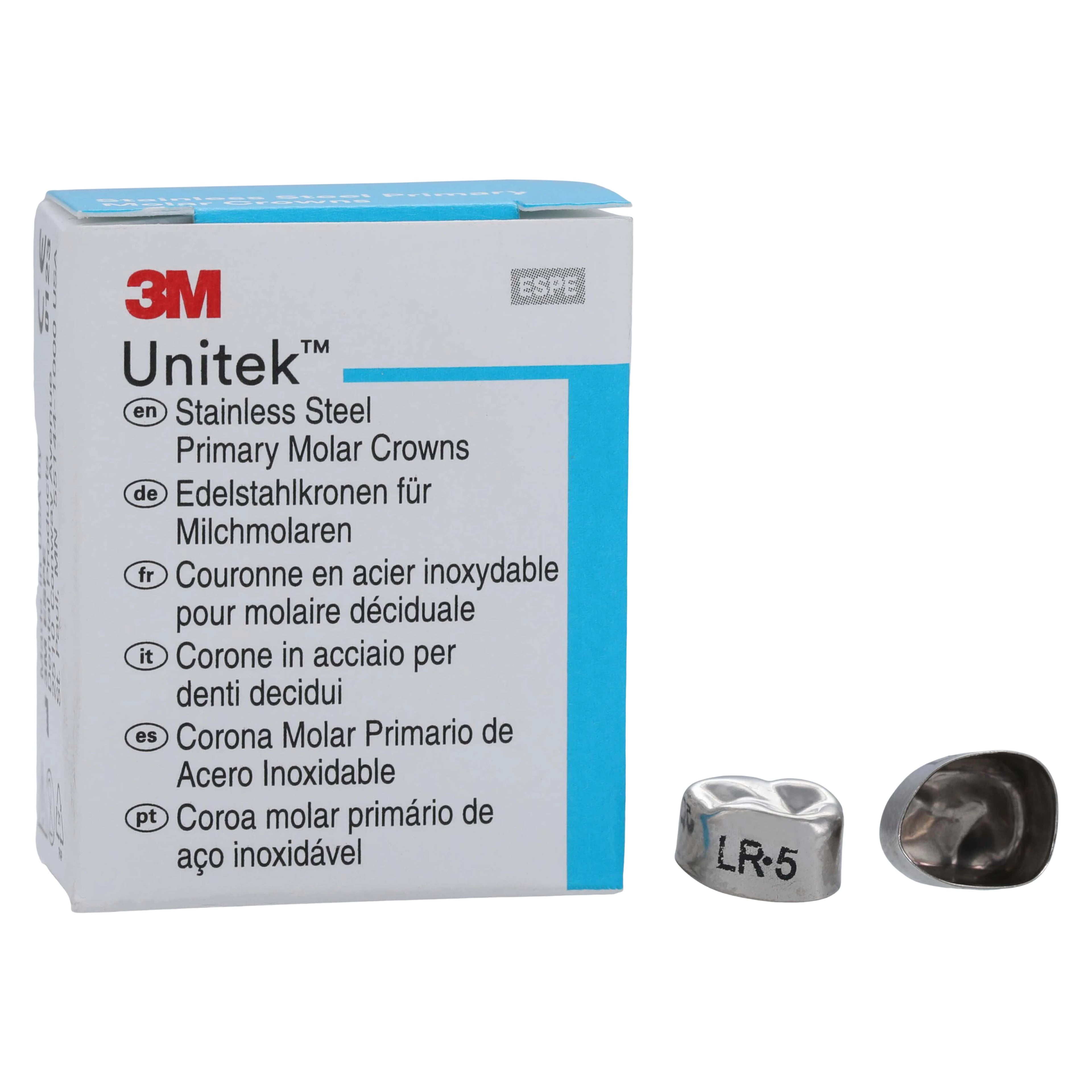 3M Unitek Stainless Steel Primary Molar Crown, First Primary Molar, Lower Right, Size 5 (LR5), 5/Pk, 900145
