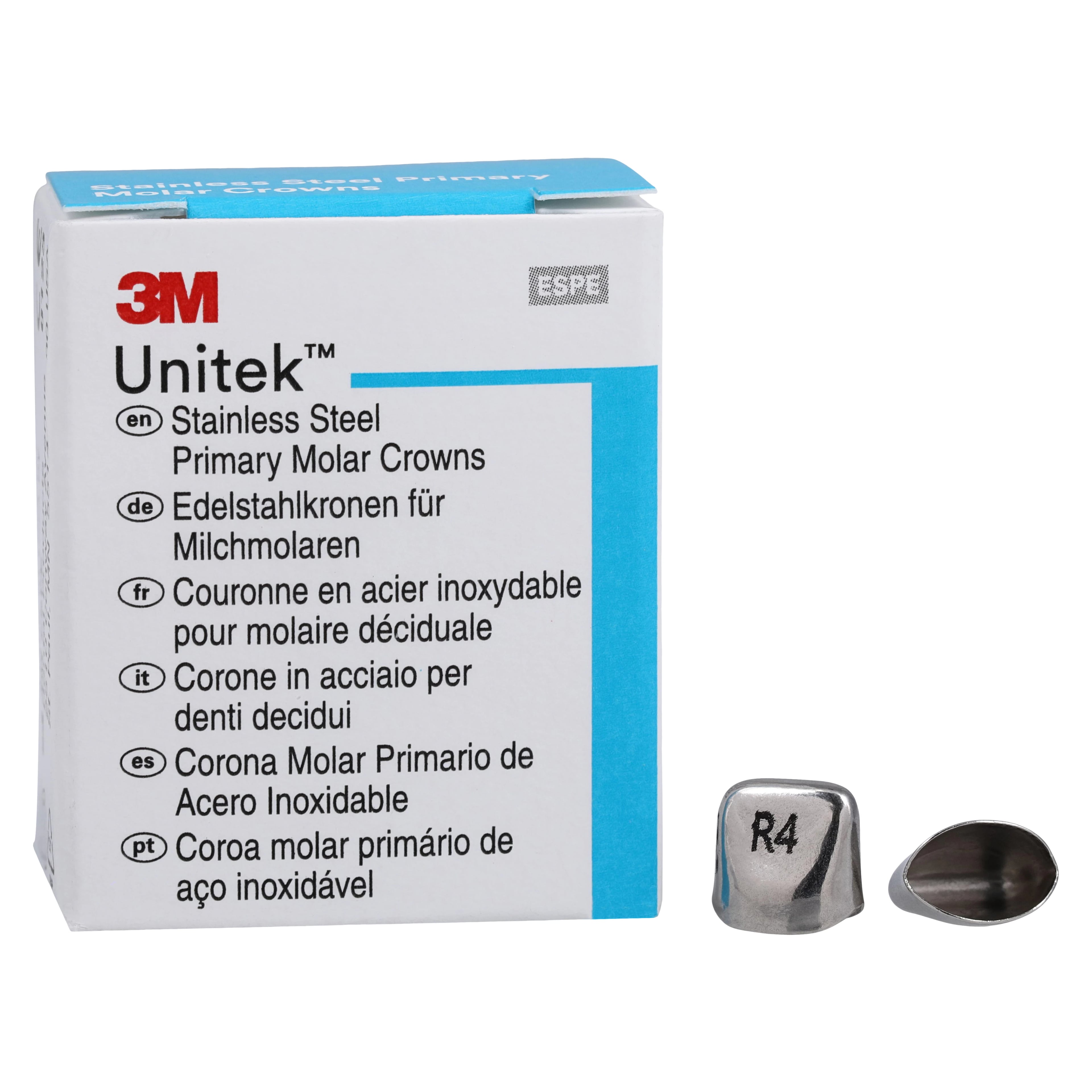 3M Unitek Stainless Steel Primary Anterior Crown, Upper Right Central, Size 4 (UR4), 5/Box, 907014