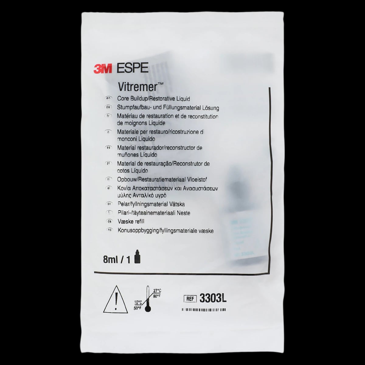 3M Vitremer Core Buildup/Restorative Glass Ionomer Liquid Refill, 8 ml Bottle, 3303L