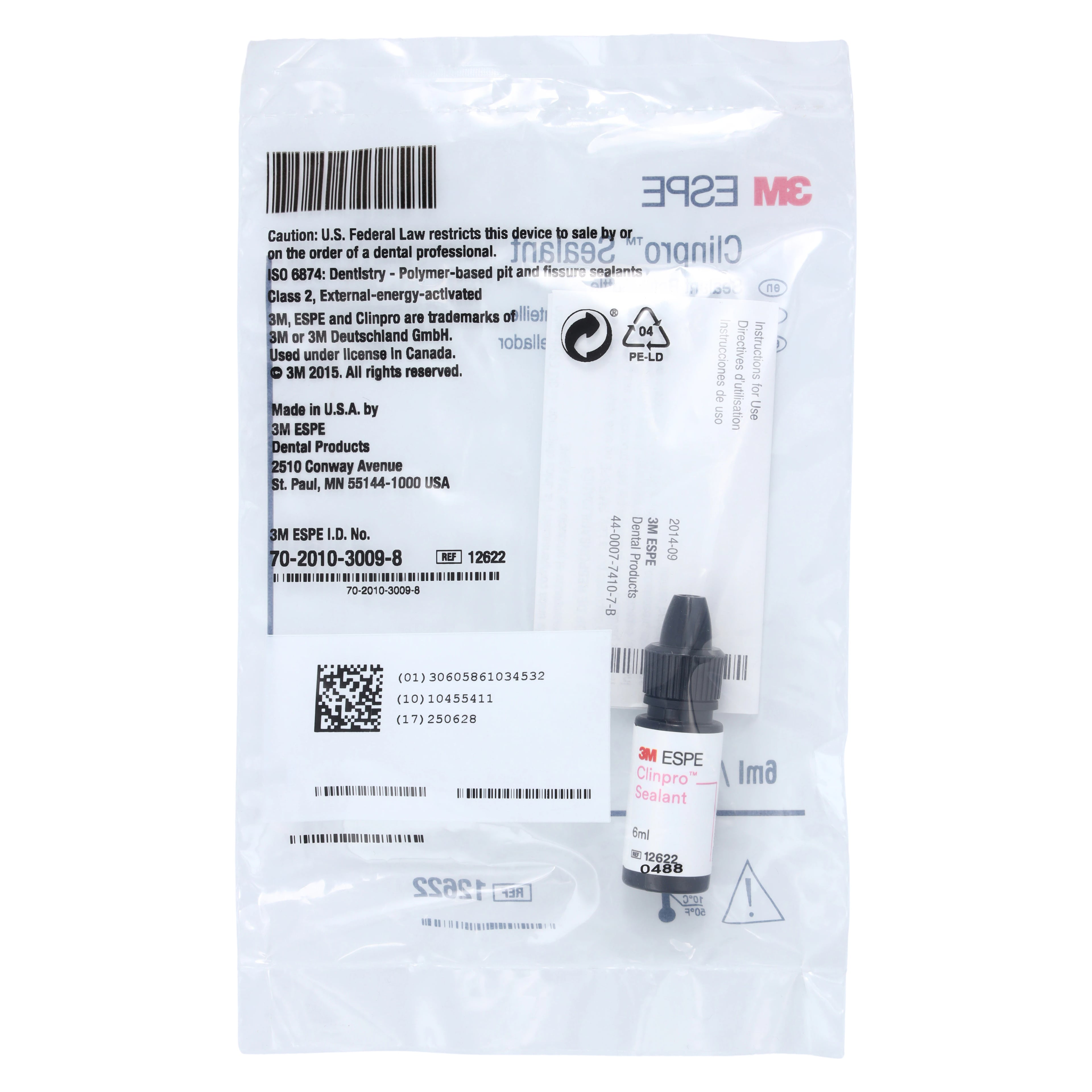 3M Clinpro Sealant Refill Bottle, 6 mL, Pink Application / Cures to White, 12622
