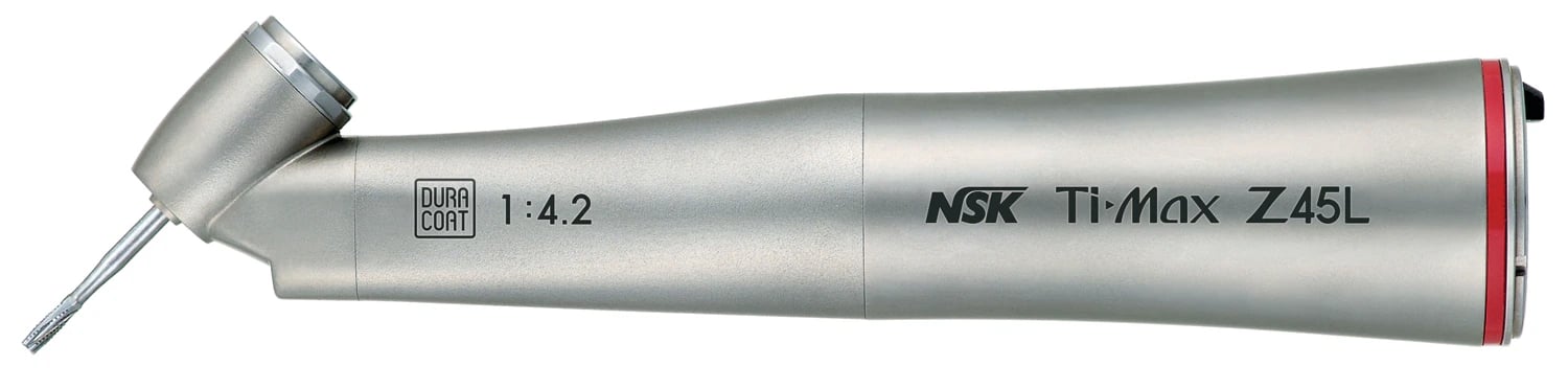 NSK Ti-Max Z45L Electric Contra Angle Attachment, 45°, 1:4.2, Push-Button Autochuck, Fiber Optic, C1064