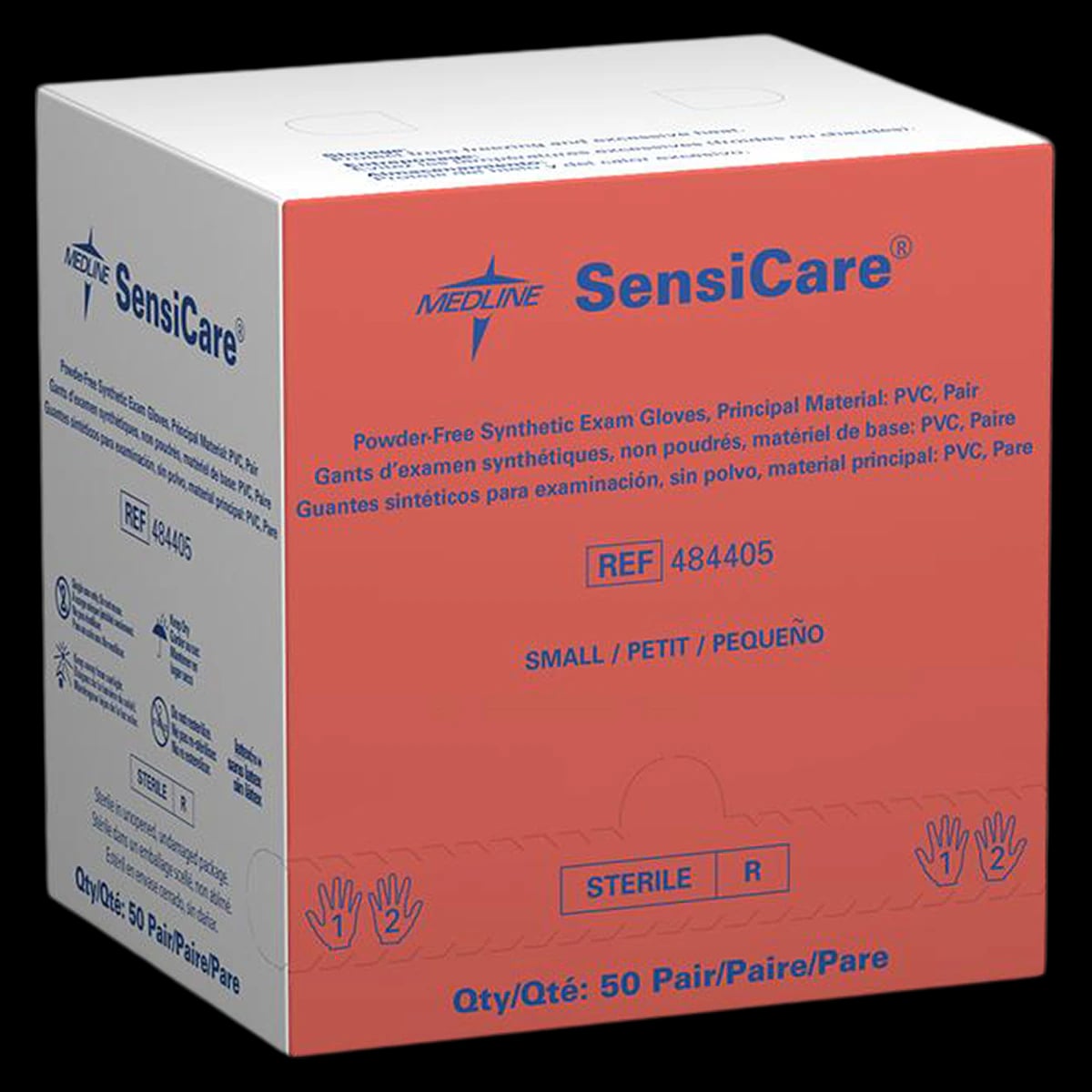 Medline SensiCare Sterile Synthetic Powder-Free Exam Gloves, Small, Beige, 200 Pairs/Case, 484405