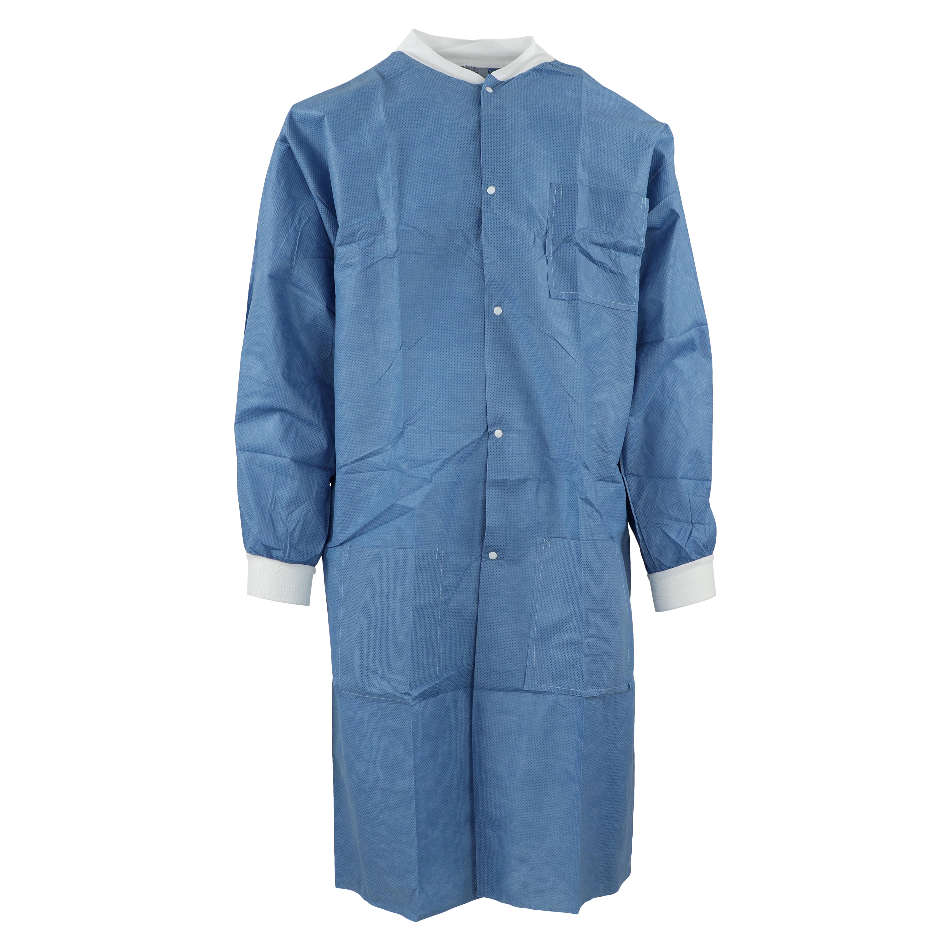 SafeWear High Performance Lab Coat, Deep Blue, Large, SMS, 3 Pockets, Snap Front, 12/Pk, 8107-C