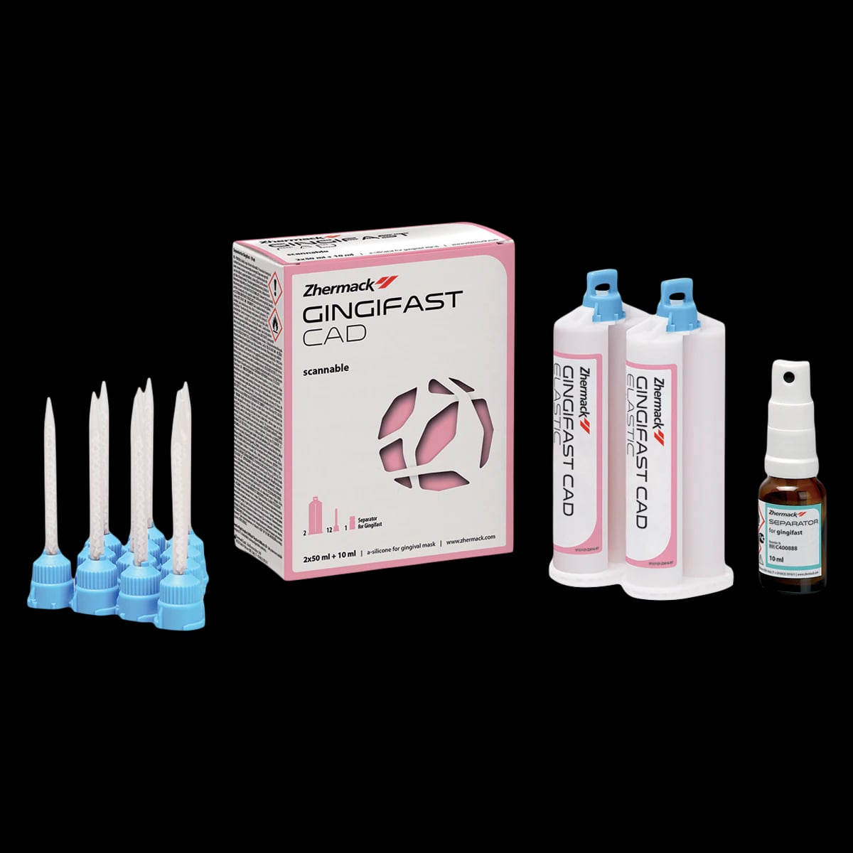Zhermack Gingifast CAD Elastic Gingival Masking Material, Vinylpolysiloxane, 10 Minute Set, Standard Package, 2 x 50 mL Cartridges, C203227