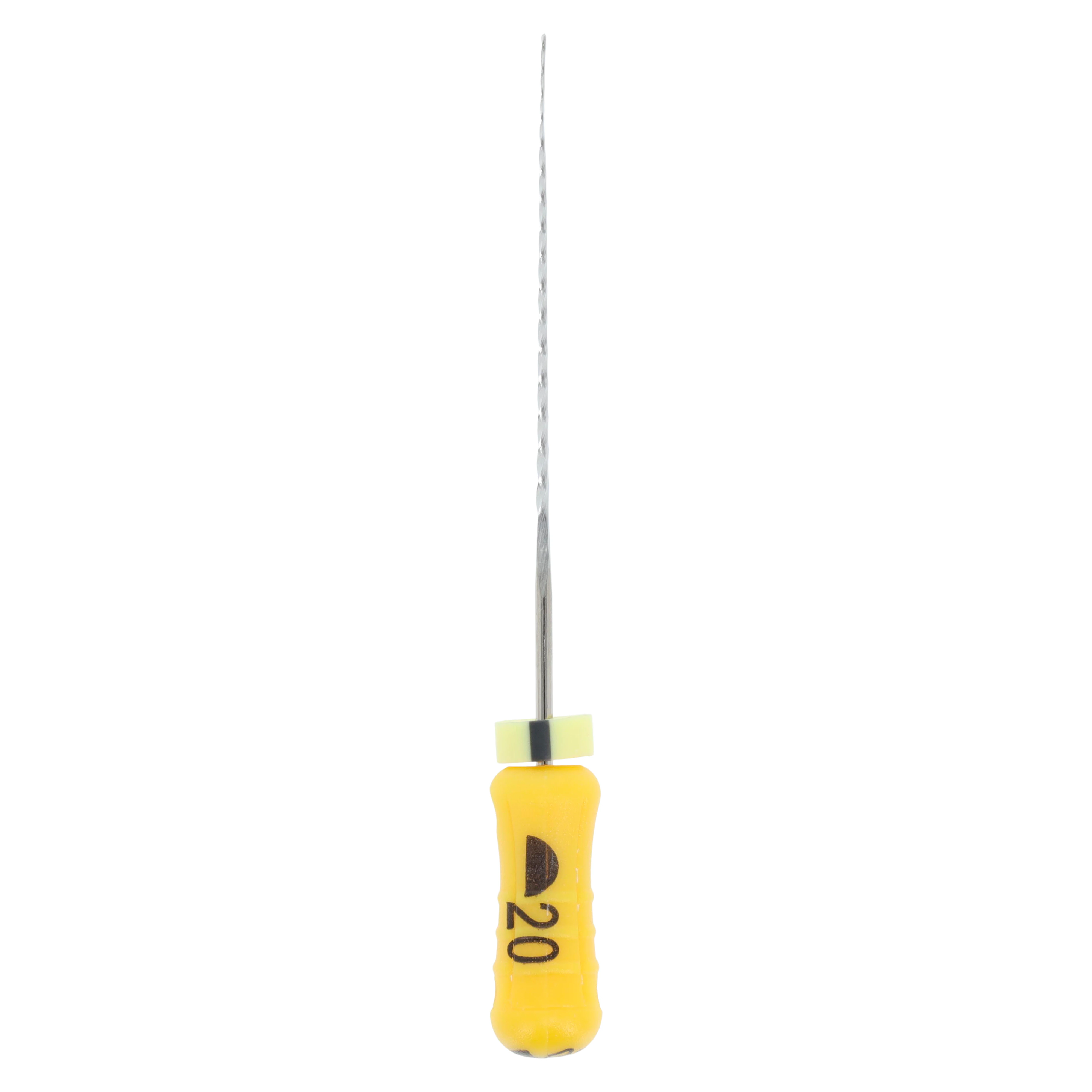 SafeSiders Endodontic Hand Reamers, Stainless Steel, 25 mm, 0.02 Taper, #20, Yellow, 6/Pack, 5025-20