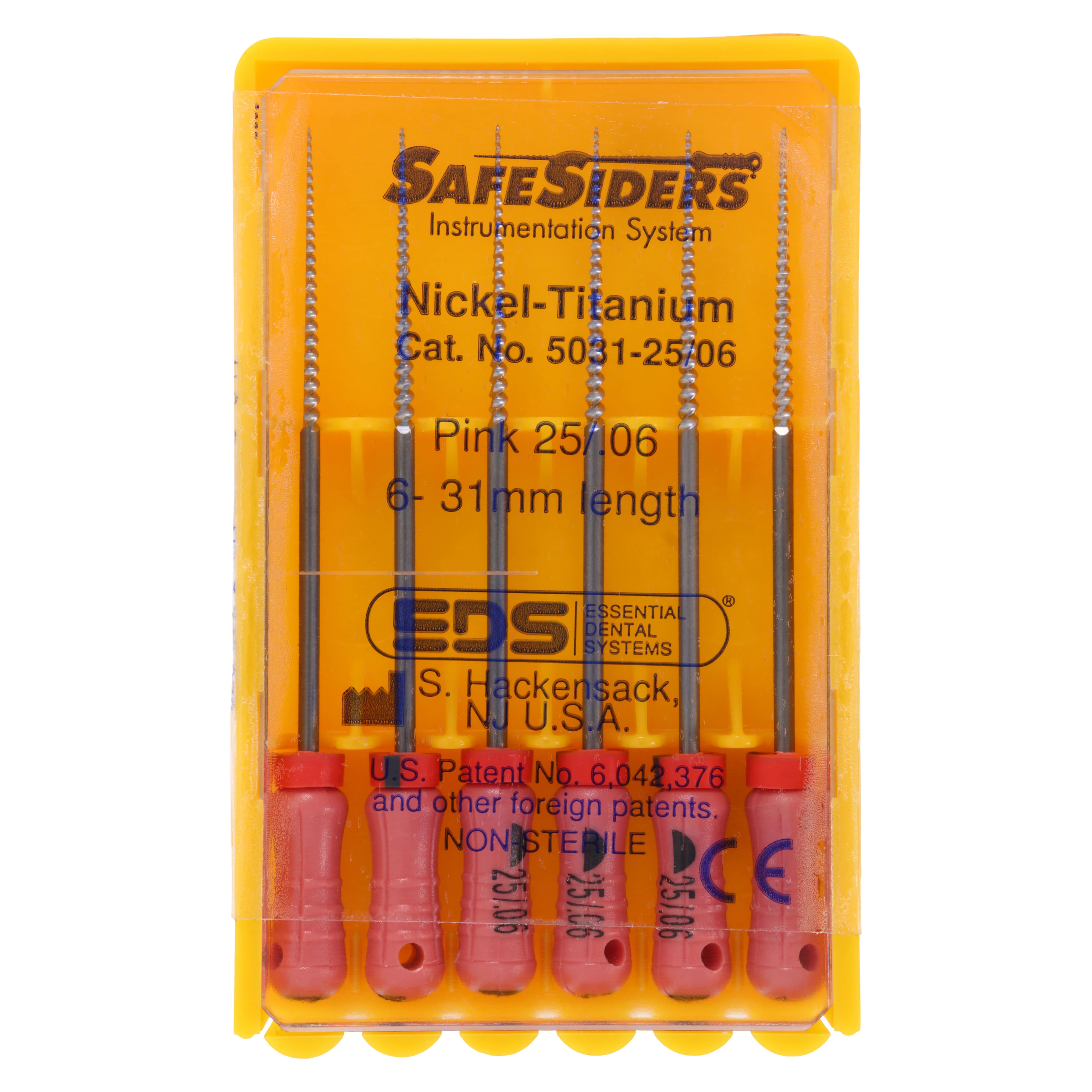 SafeSiders NiTi Hand Reamers, 31 mm, .06 Taper, Size #25, Pink, 6/Pkg, 5031-25/06