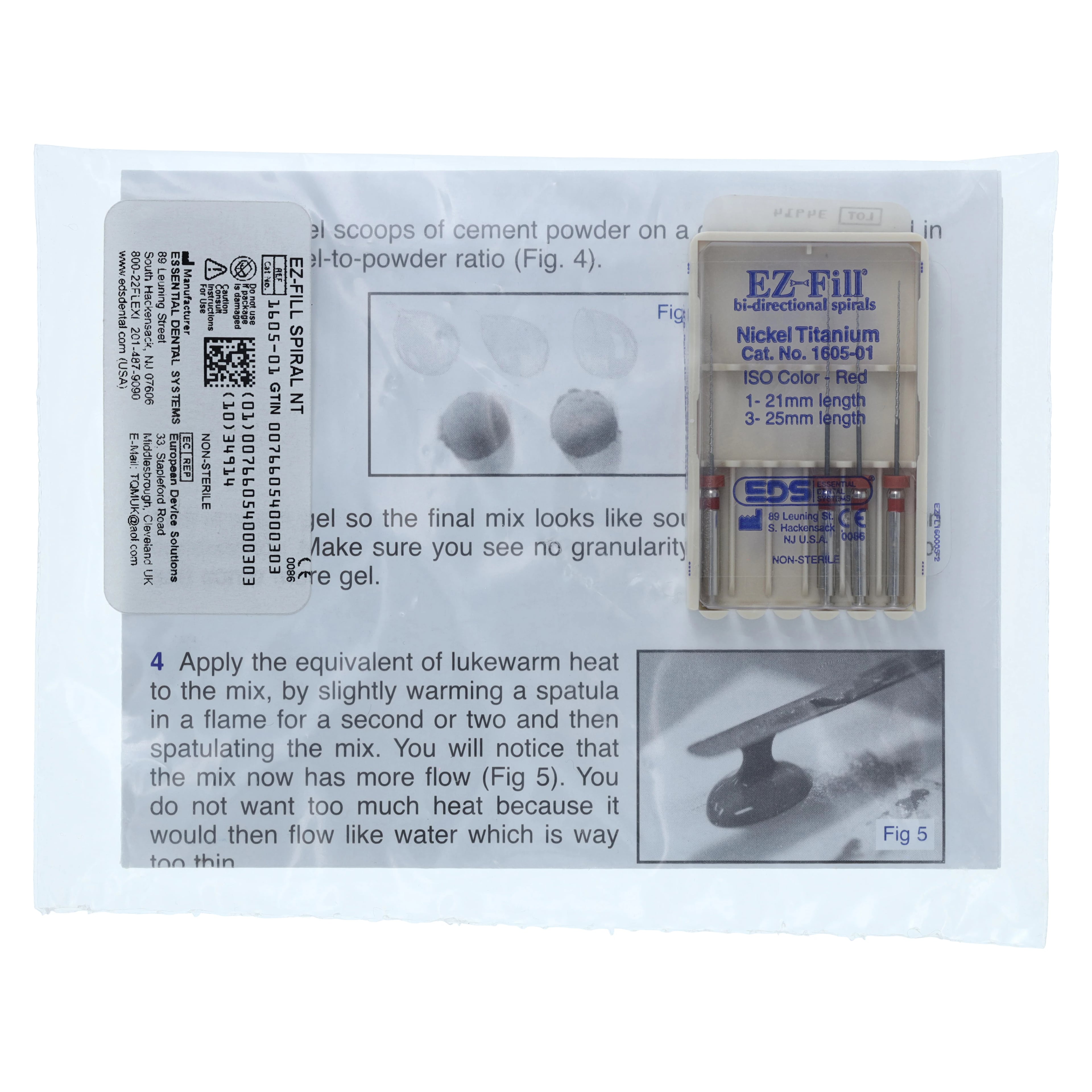 EZ-Fill Nickel-Titanium Bi-Directional Spiral Refill Kit, Assorted Lengths (1 x 21 mm, 3 x 25 mm), 4/Pk, 1605-01