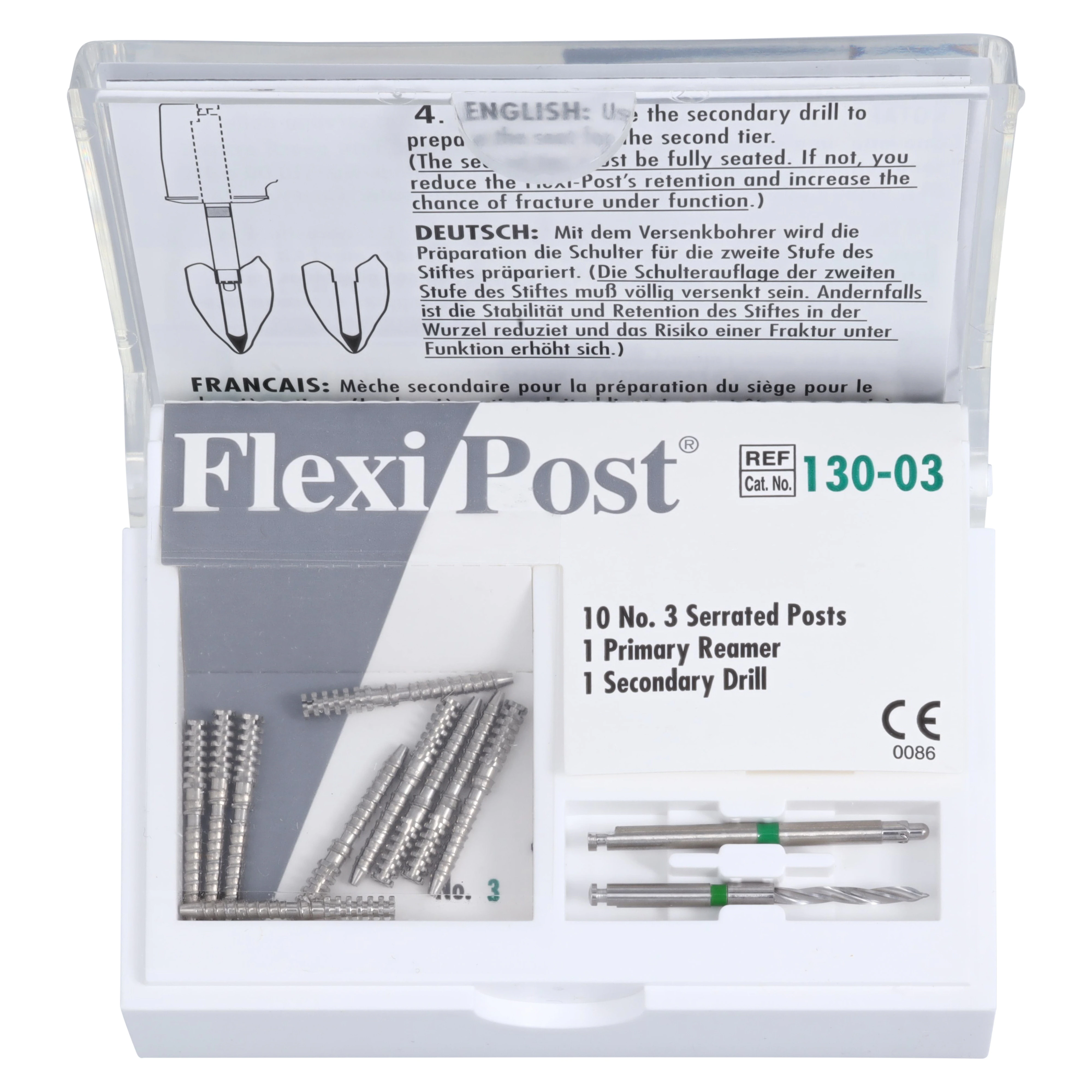 Flexi-Post Stainless Steel Prefabricated Split Shank Post Refill, Size 3, Green, 10/Pk, 130-03