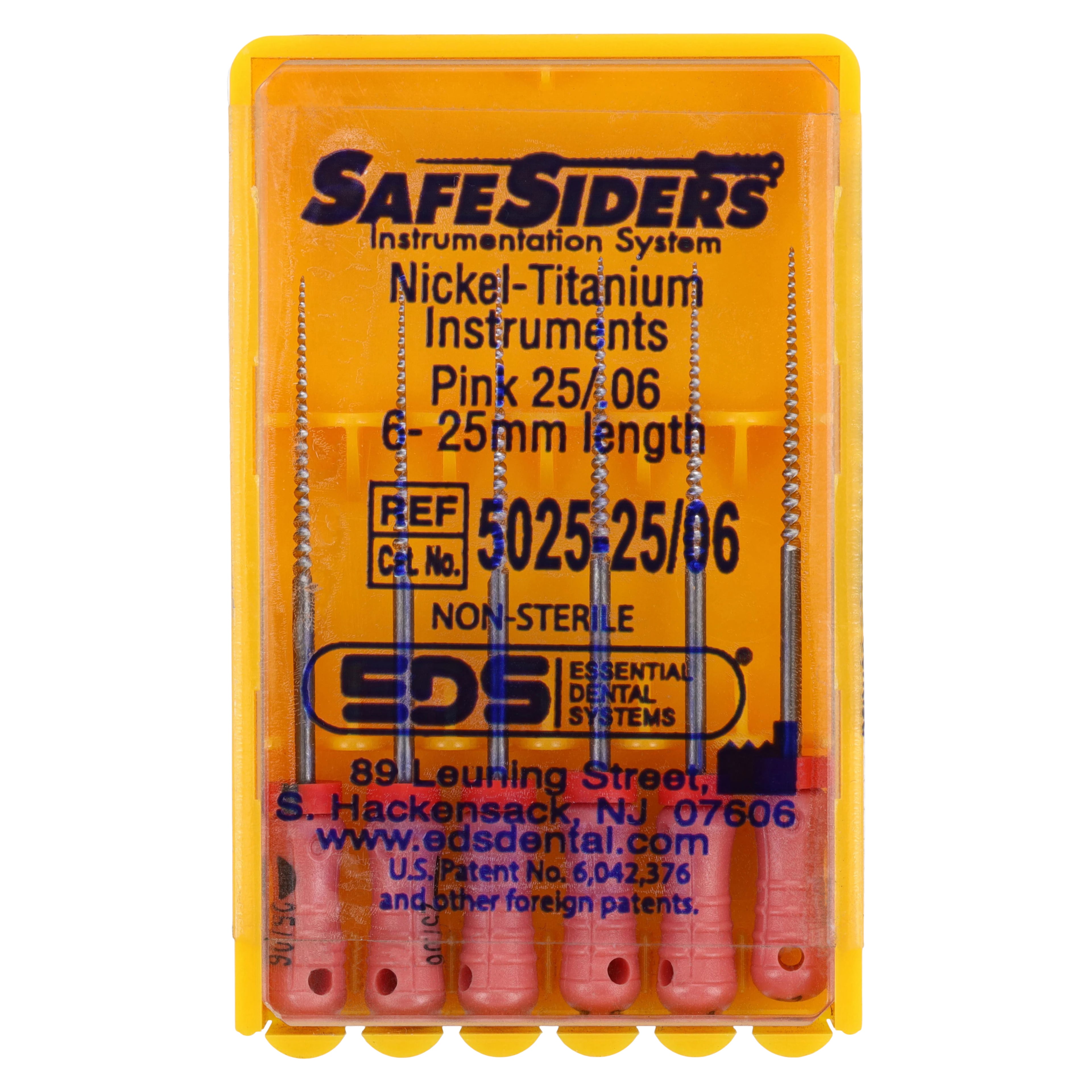 SafeSiders NiTi Endodontic Reamers, #25/.06 Taper, 25mm, Pink, 6/Pk, 5025-25/06