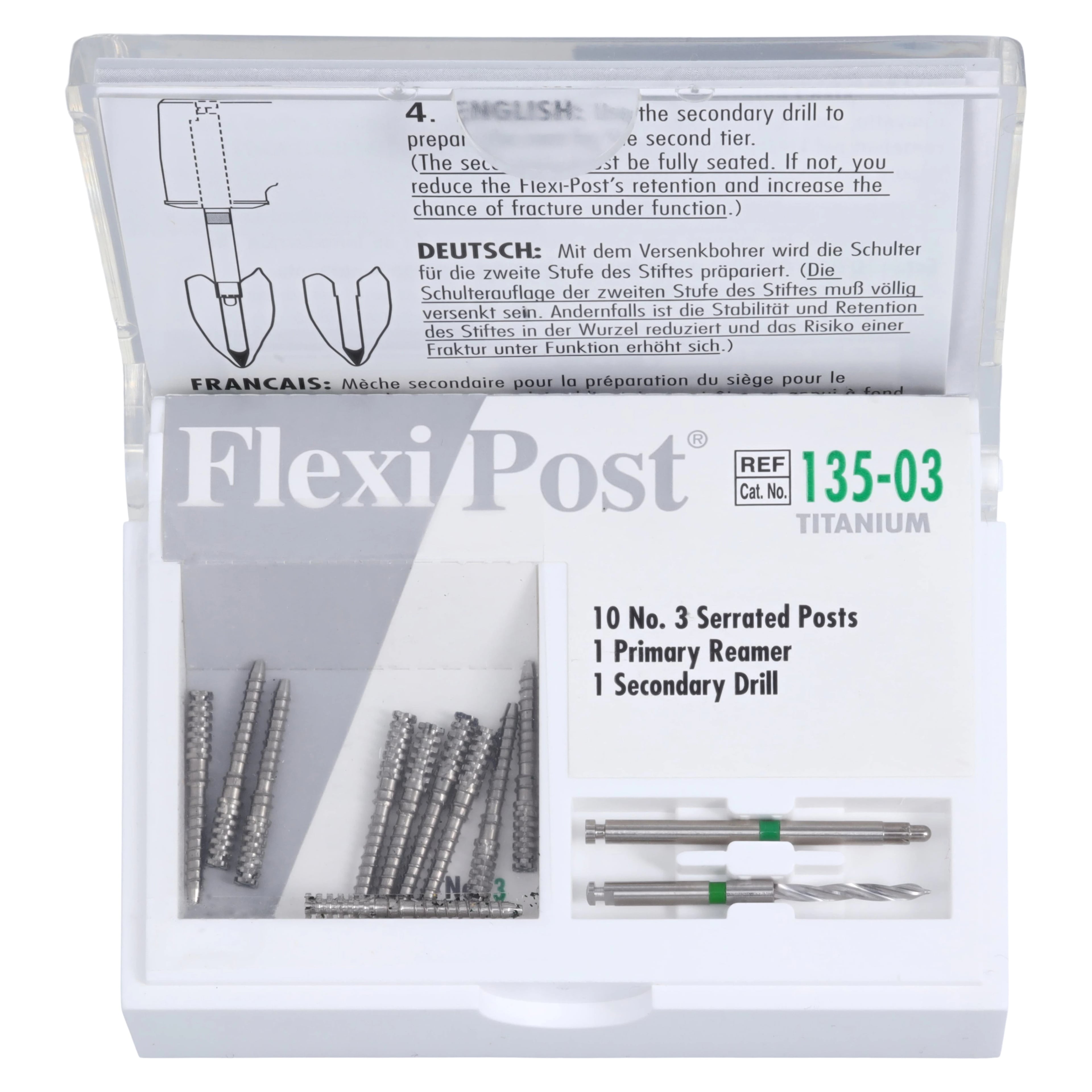 Flexi-Post Titanium Prefabricated Split Shank Post Refill, Size 3, Green, 10/Pkg, 135-03