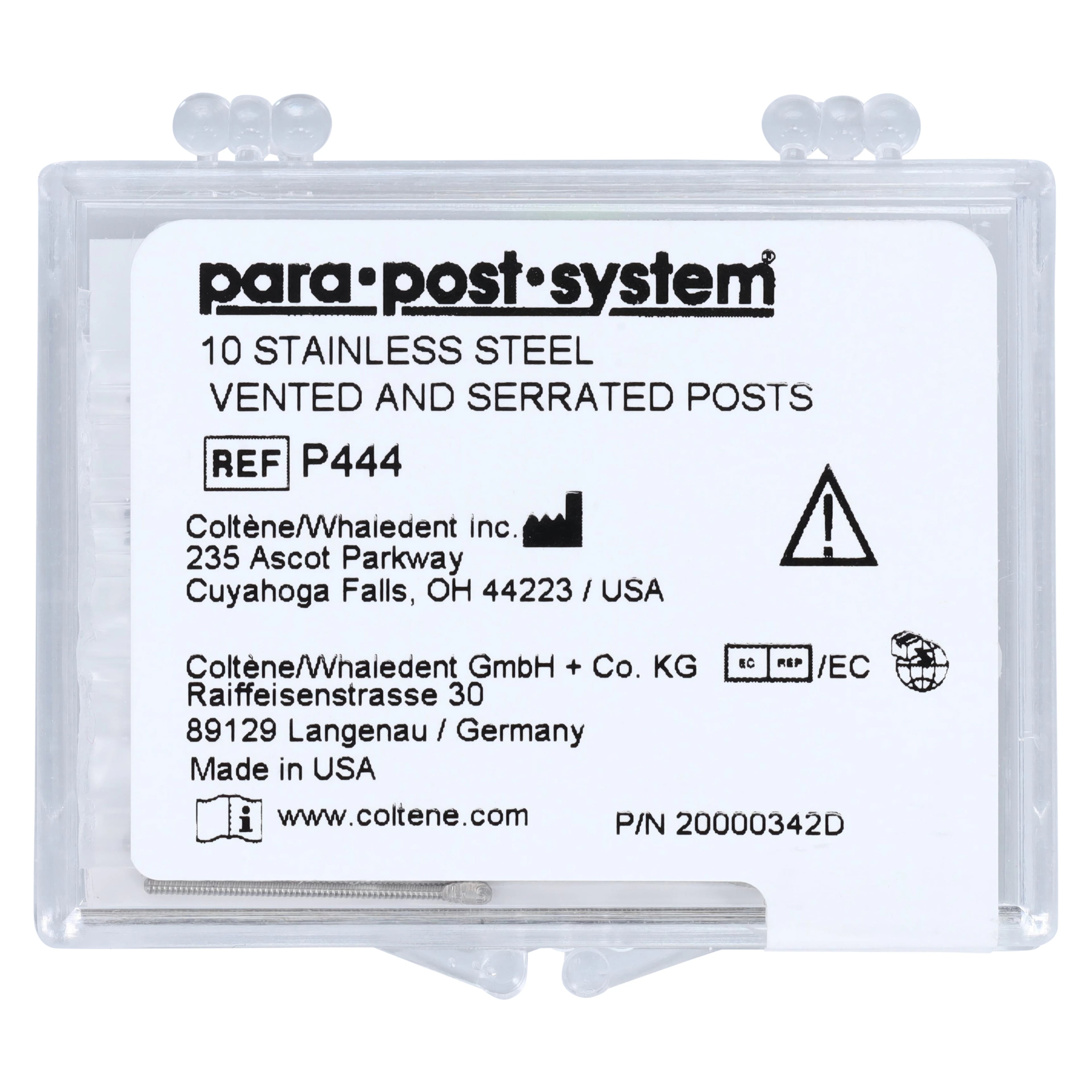 ParaPost Stainless Steel Endodontic Posts, Size 4, .040" (1.00mm), Yellow, Refill, 10/Pk, P444