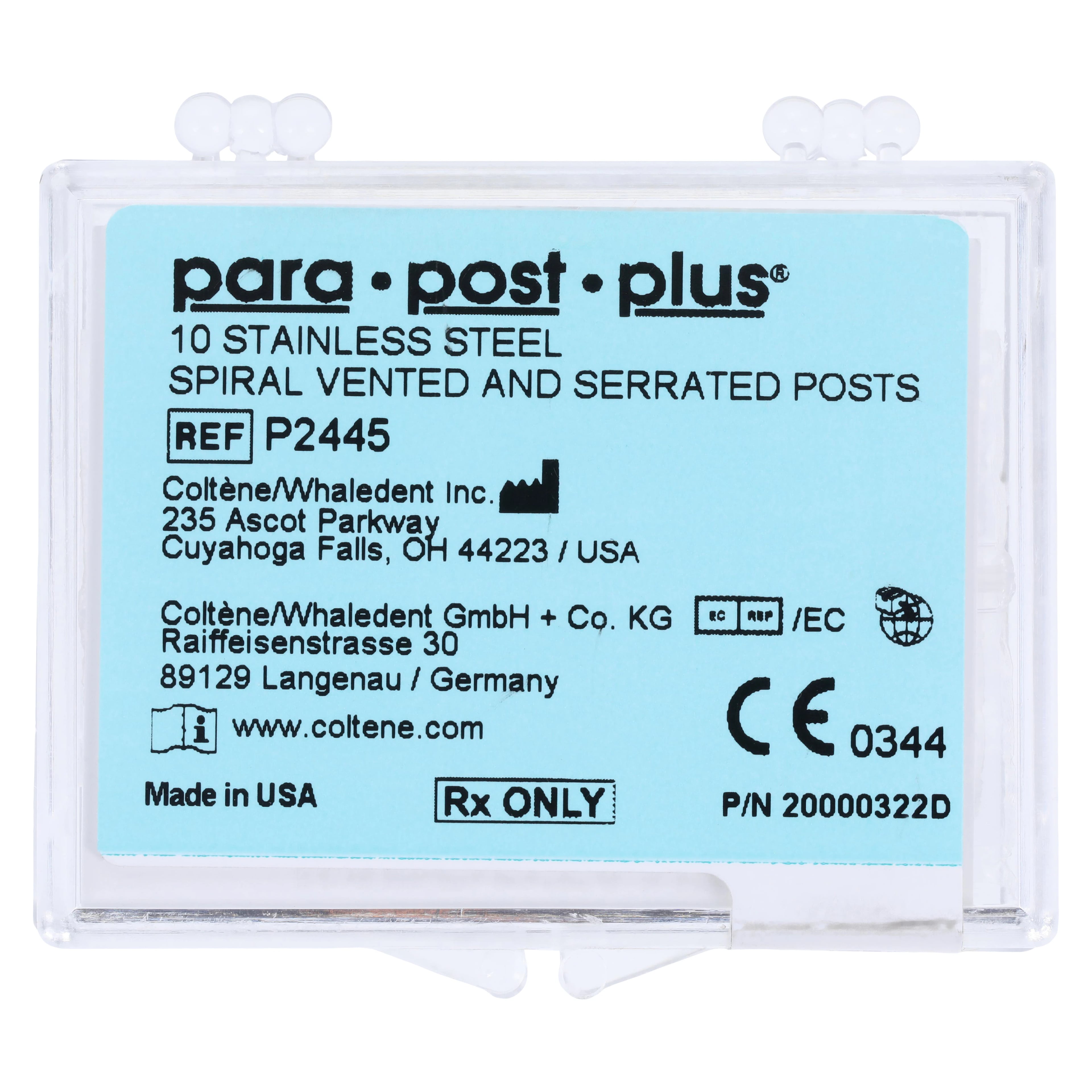 ParaPost Plus Stainless Steel Endodontic Posts, Size 5, .050" (1.25mm), Red, 10/Pk, P2445