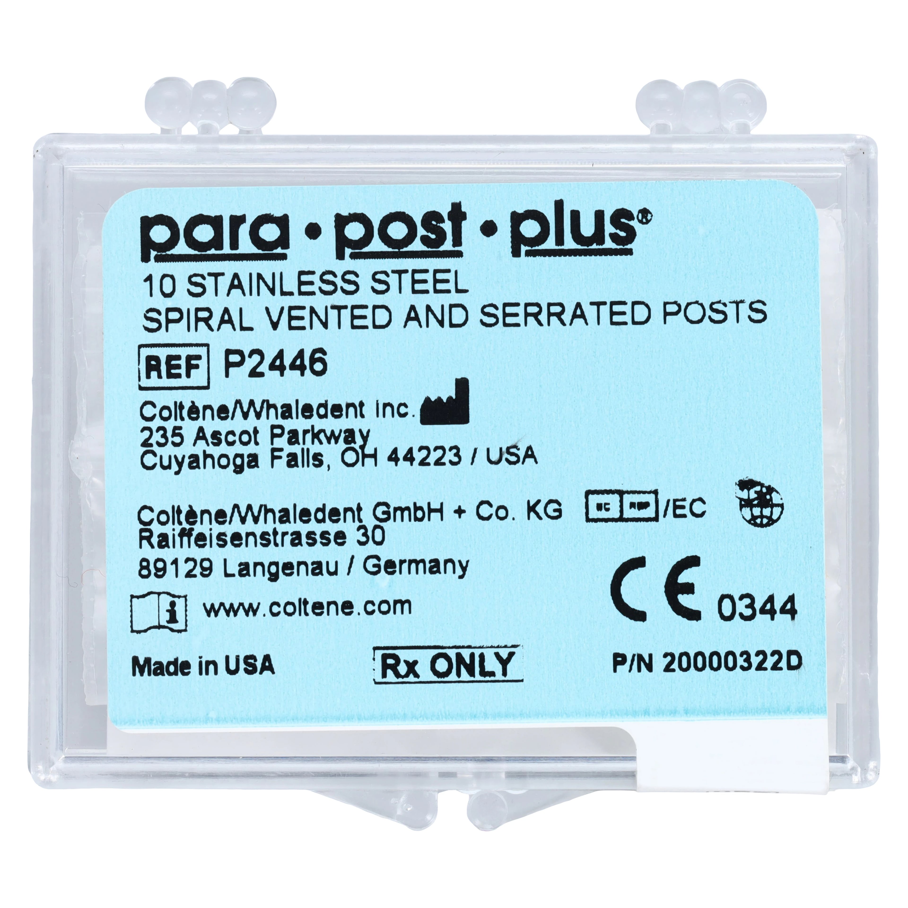 ParaPost Plus Endodontic Posts, Stainless Steel, Size 6, Black, 0.060 in, 10/Pk, P2446