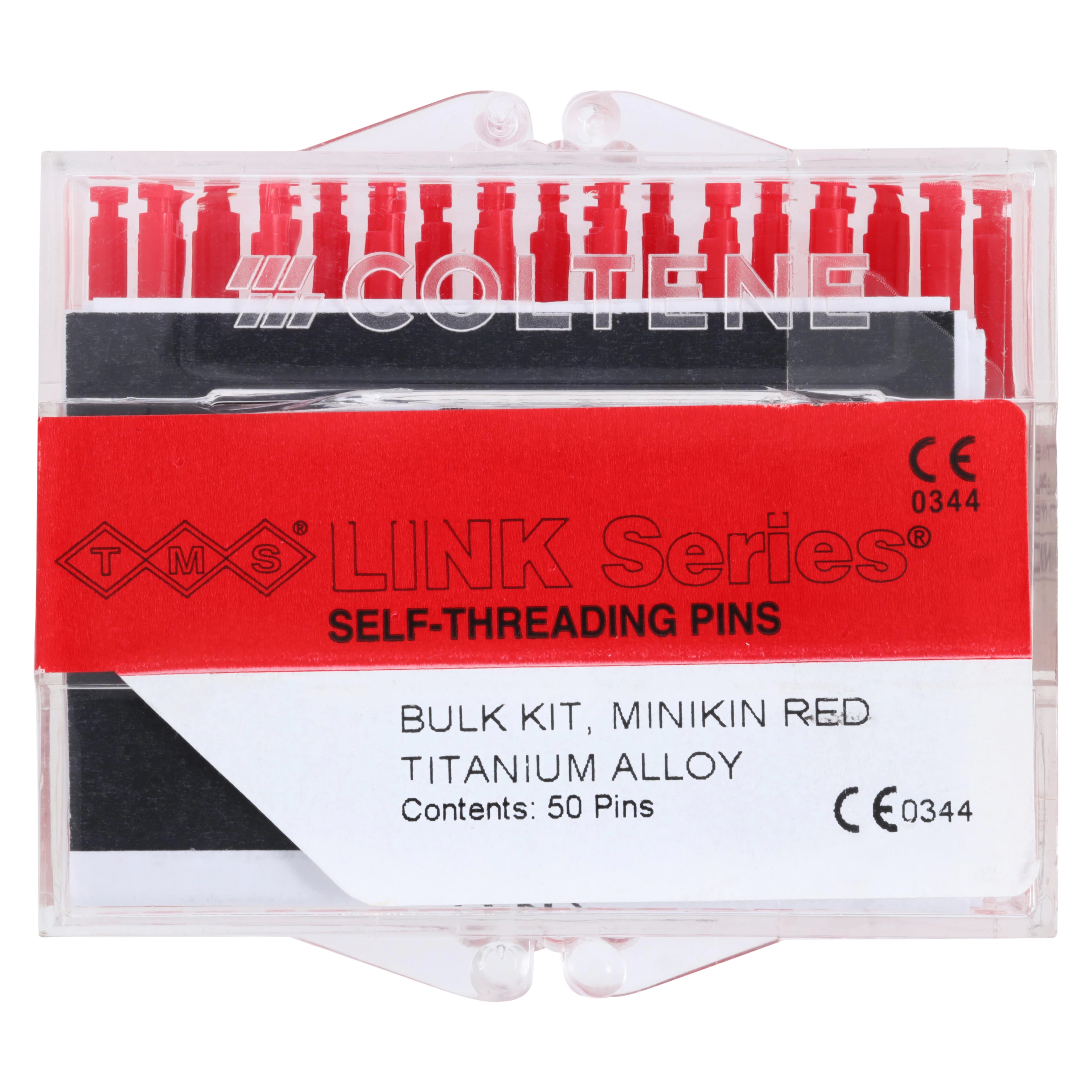 TMS Link Series Minikin Single Shear Titanium Alloy Pins, Red, 0.017"/0.425 mm, Bulk Kit, 50/Pk, L-812