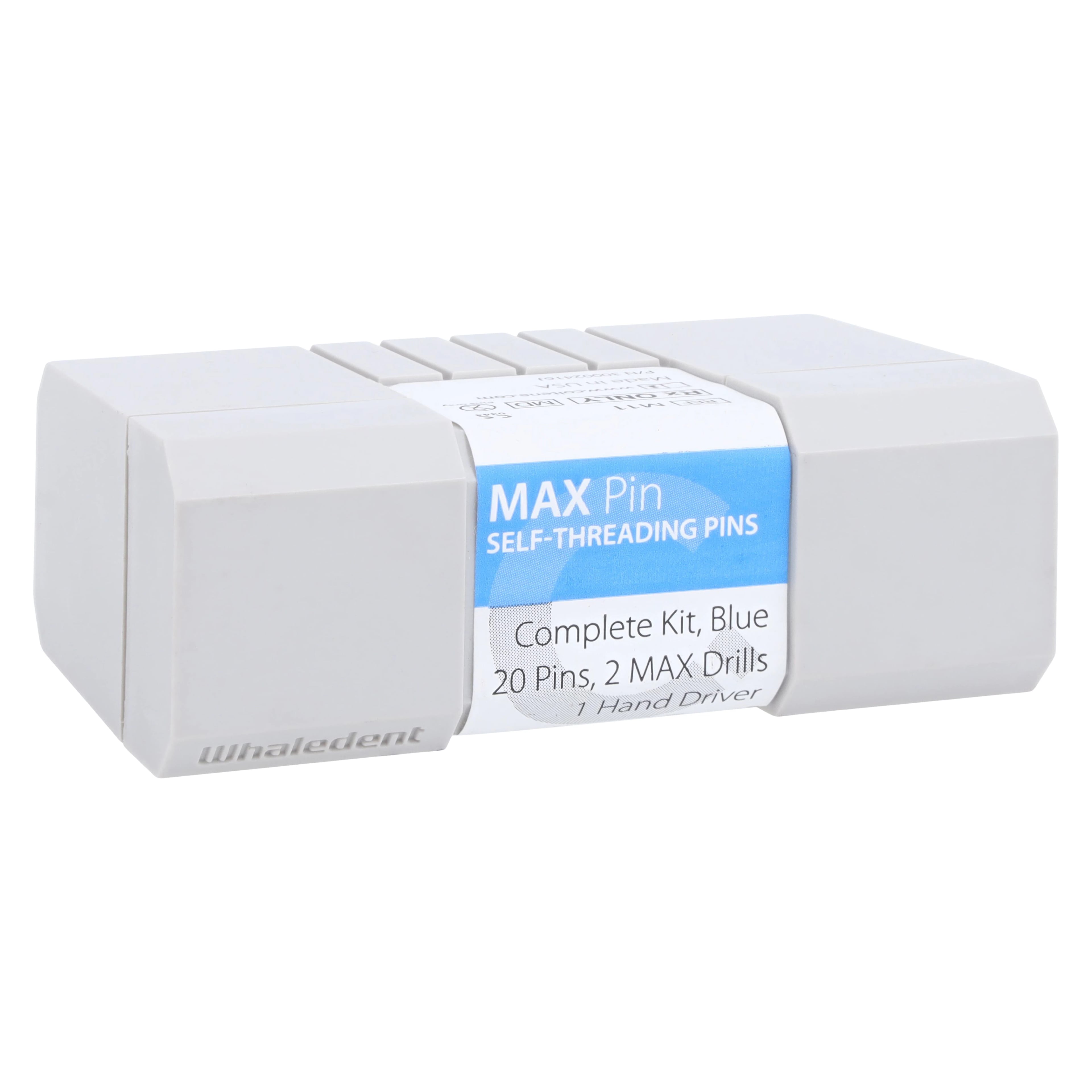 Max M-11 Restorative Pins Complete Kit, Titanium Alloy, Blue, 0.017"/0.425 mm, 20 Pins with 2 Drills & Hand Driver