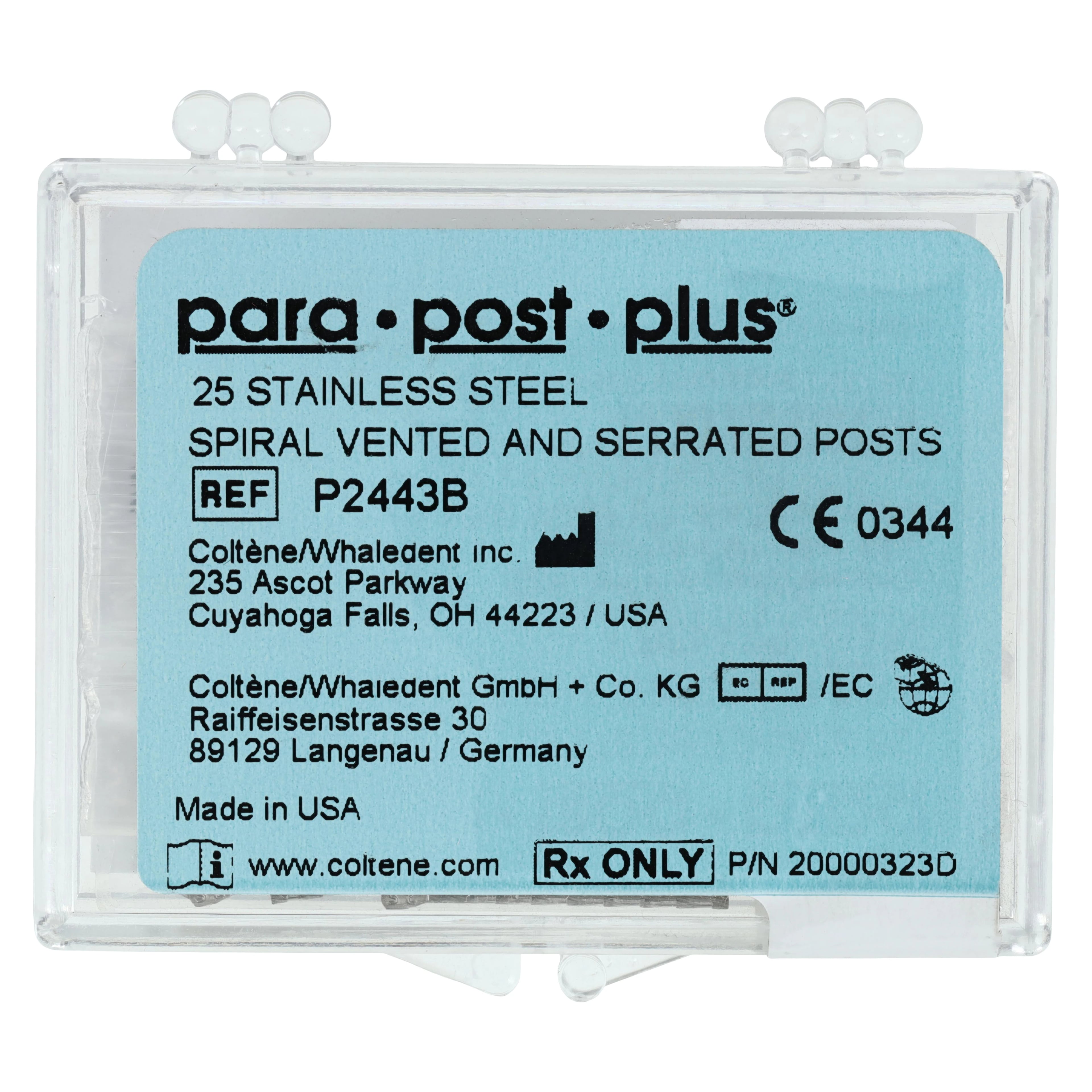 ParaPost Plus Stainless Steel Endodontic Posts, Size 3, 0.036" (0.90mm), Brown, Bulk Refill, 25/Pk, P244-3B