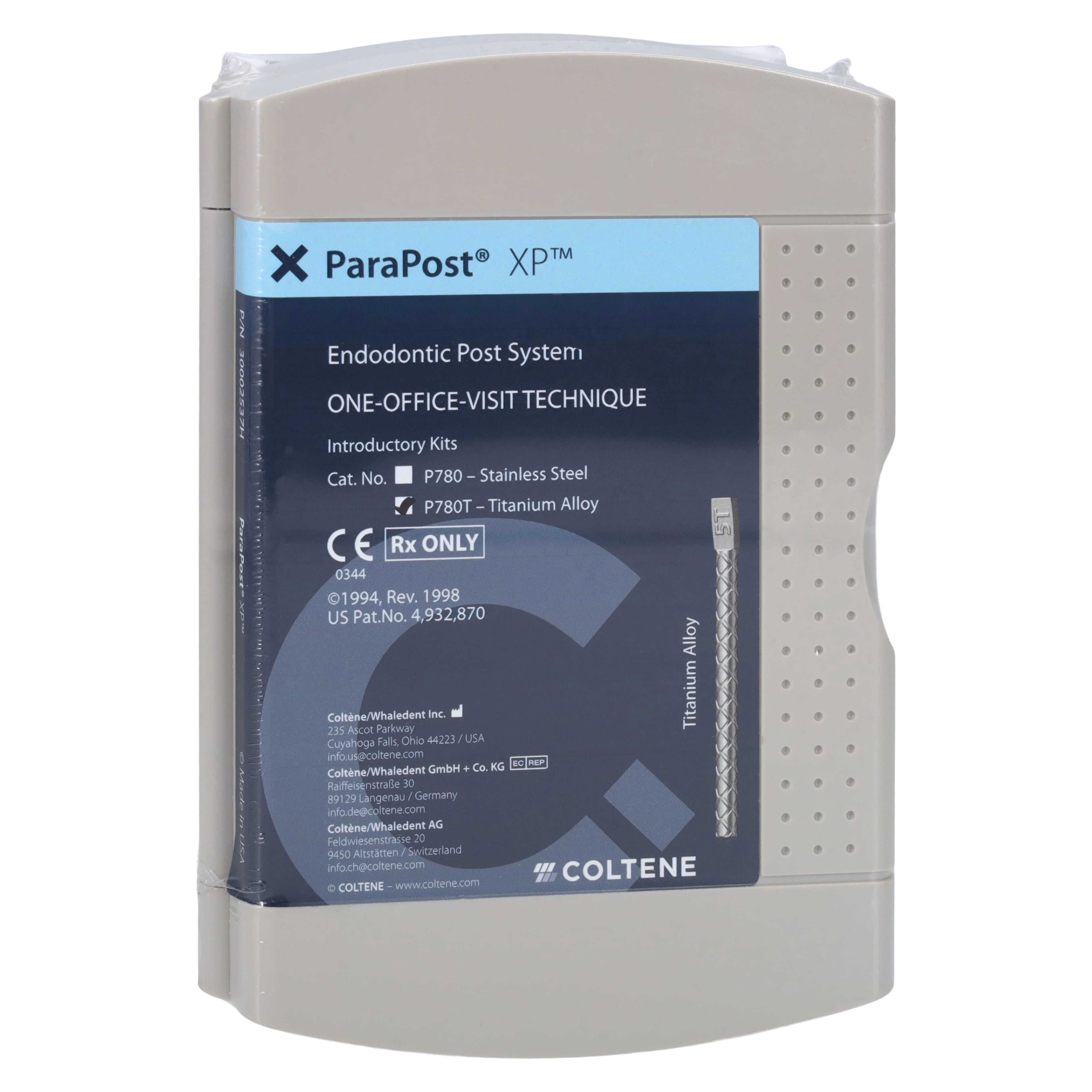 ParaPost XP Titanium Alloy Introductory Kit, One-Office-Visit Technique, 25 Posts + 7 Drills + Hand Driver, P-780T