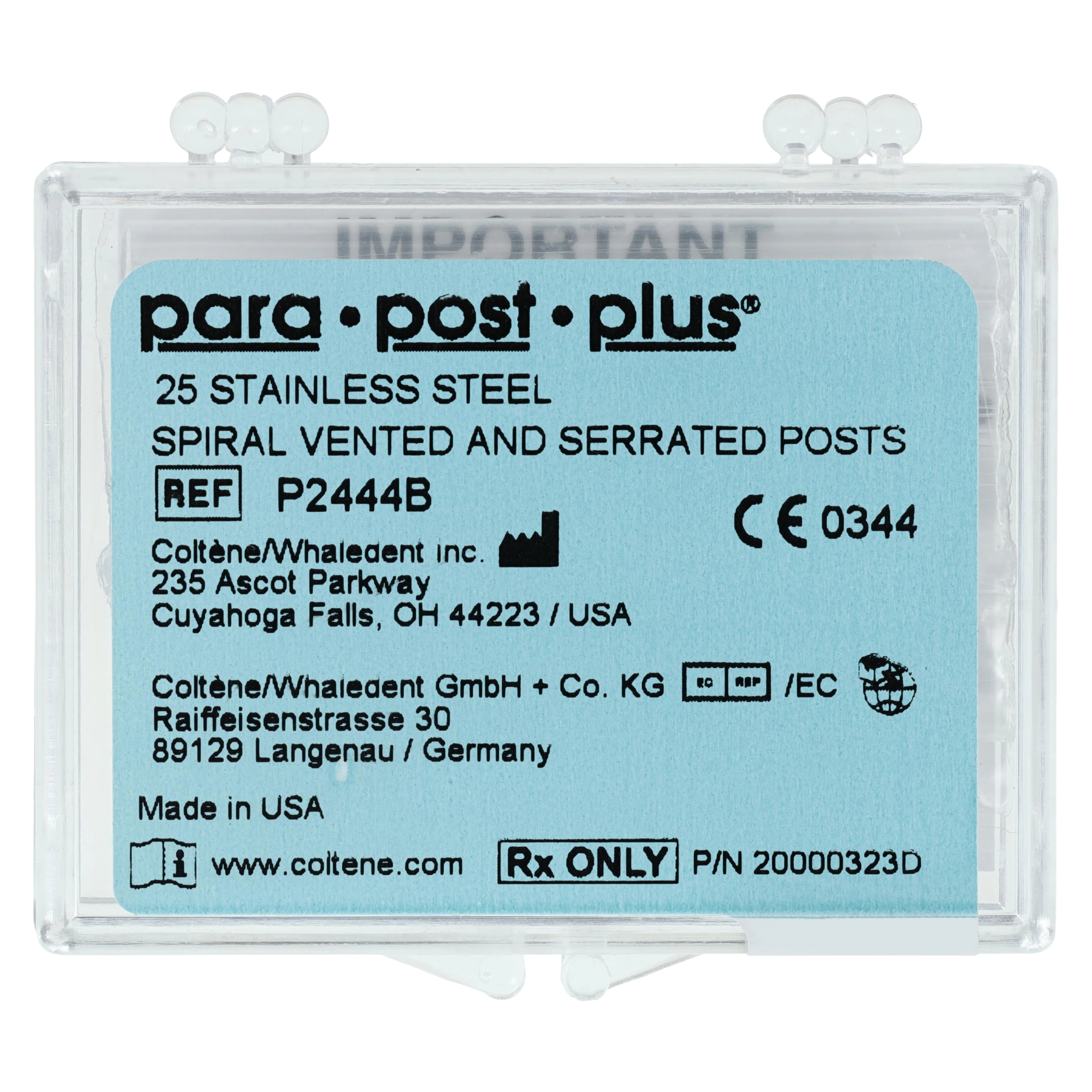 ParaPost Plus Stainless Steel Endodontic Posts, Size 4, .040" (1.0mm), Yellow, Bulk Refill, 25/Pk, P244-4B