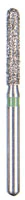 BluWhite Diamond Bur FG575C, Coarse, Straight Cylinder, Friction Grip, 1.6 mm Diameter, 8.7 mm Length, Green Ring, 5/Pkg