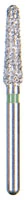 BluWhite Diamond™ Bur, FG, Coarse, Green Ring, Cone Taper Round End, #786C, 2.1 mm Diameter, 8.8 mm Length, 5/Pkg