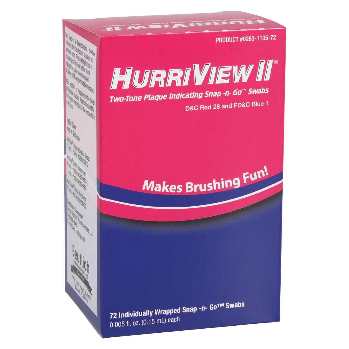 HurriView II Plaque Indicating Snap-n-Go Swabs, Two-Tone (Blue/Red), 0.15 mL, Individually Wrapped, 72/Box