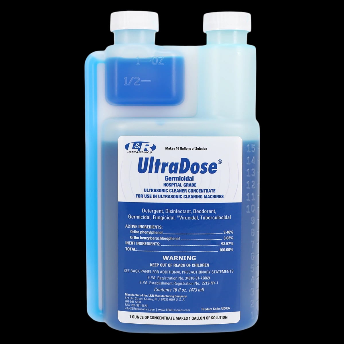 UltraDose Germicidal Ultrasonic Cleaner Concentrate, 16 oz Bottle, UD036