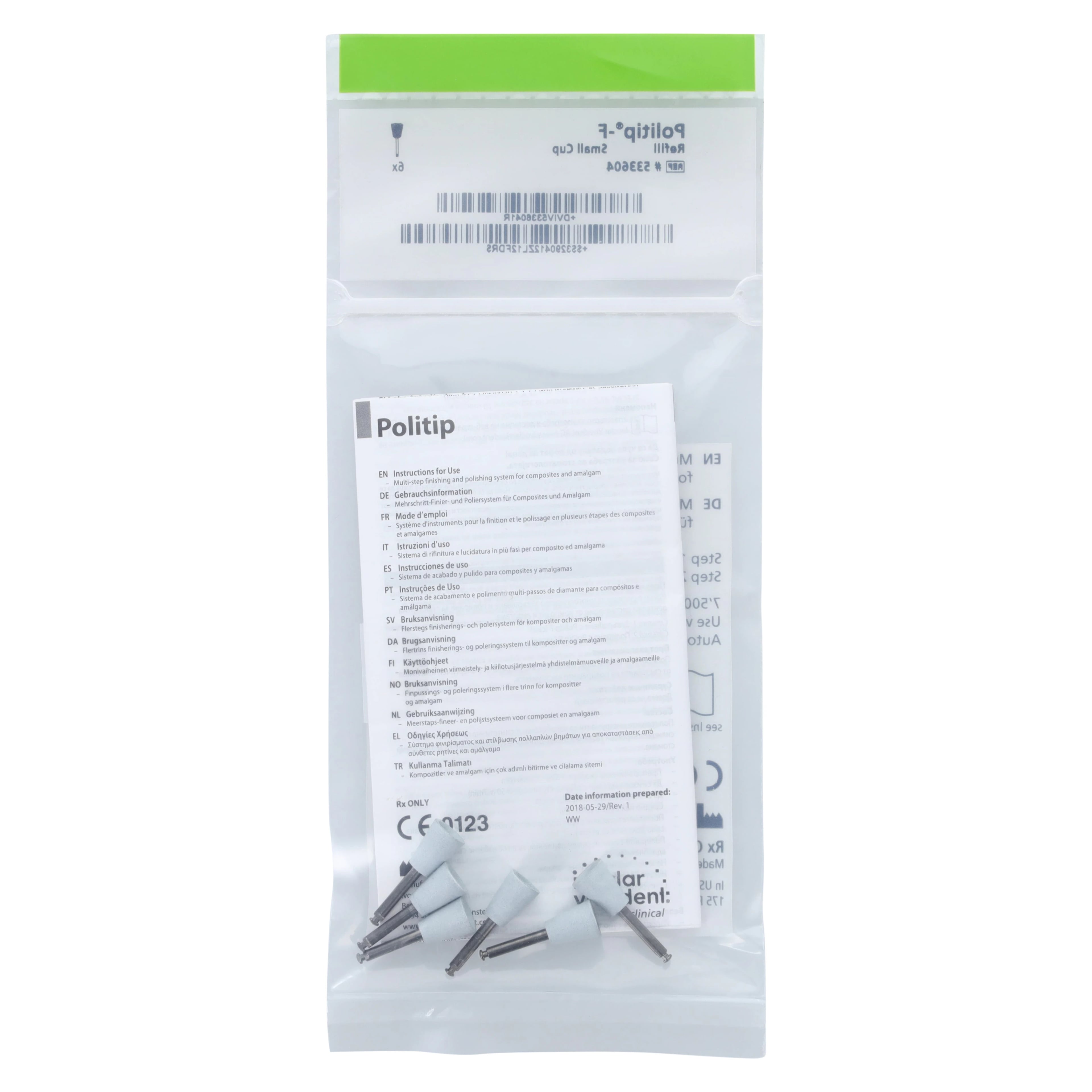 Politip-F Finishers, Small Cup (D), Gray, 6/Pkg, Refill, #533604