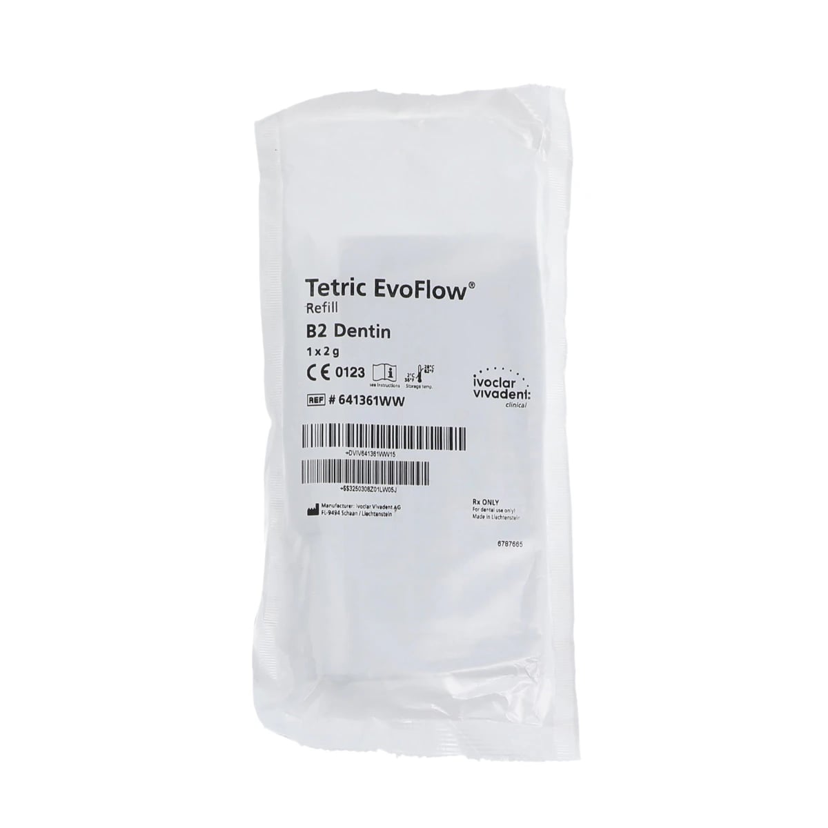 Tetric EvoFlow Nano-Optimized Flowable Composite, Light-Cure, Syringe Refill, 2 g, Shade B2 Dentin, 1/Pk, 641361WW