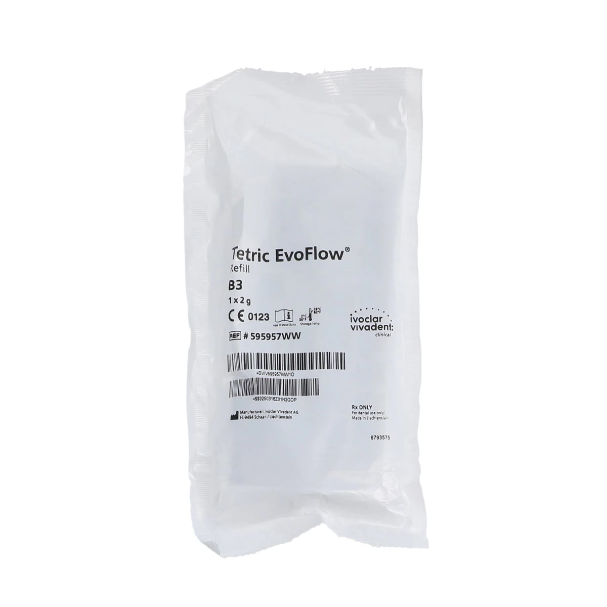 Tetric EvoFlow Flowable Composite Syringe Refill, Shade B3 (Enamel), 2 g, 595957WW