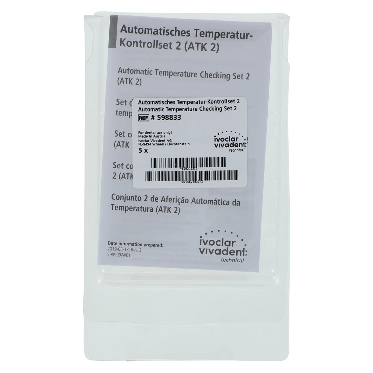 Ivoclar Vivadent Programat ATK2 Automatic Temperature Checking Set, 5 Samples, 1/Pkg