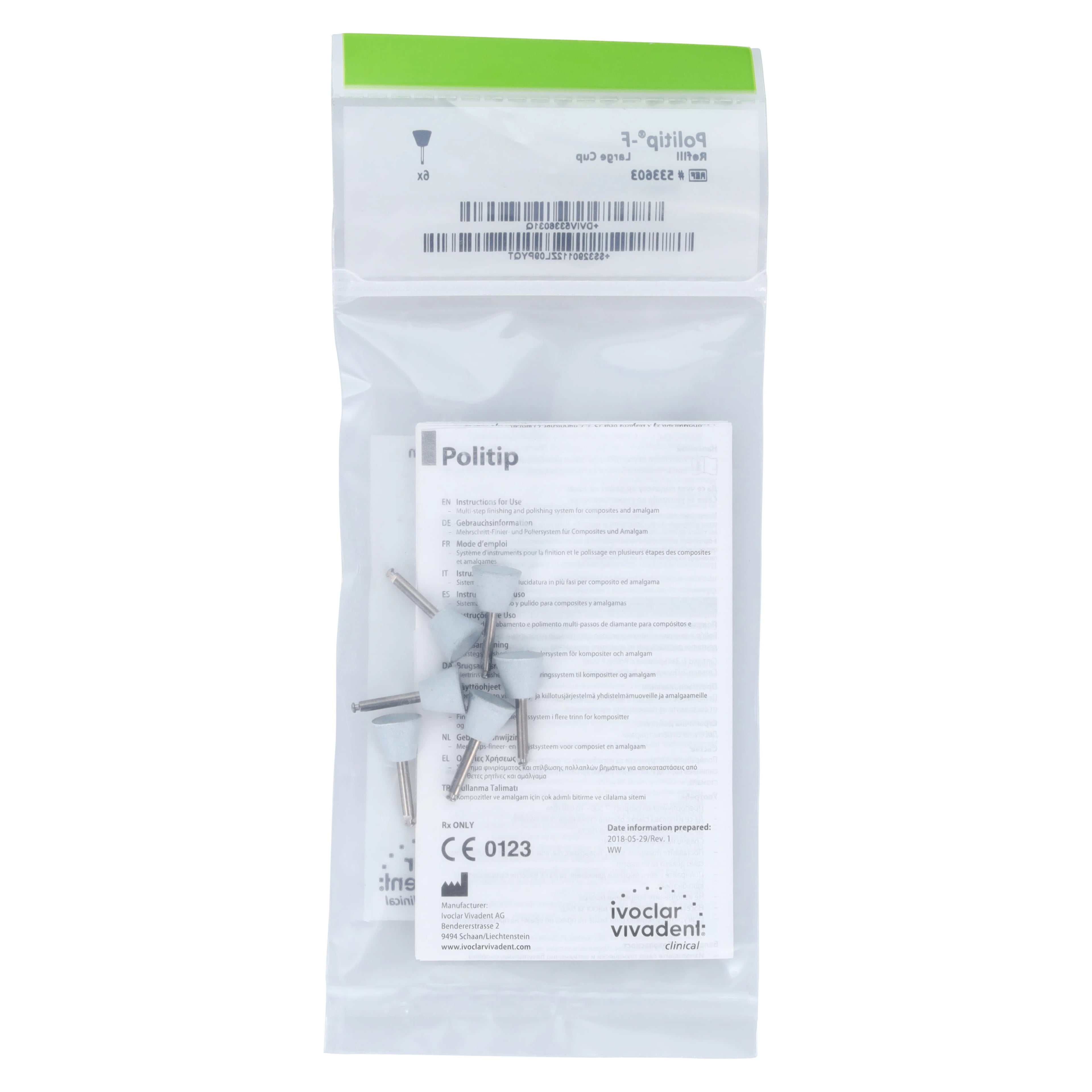 Ivoclar Vivadent Politip-F Finishers, Large Cup, Gray, 6/Pkg, 533603