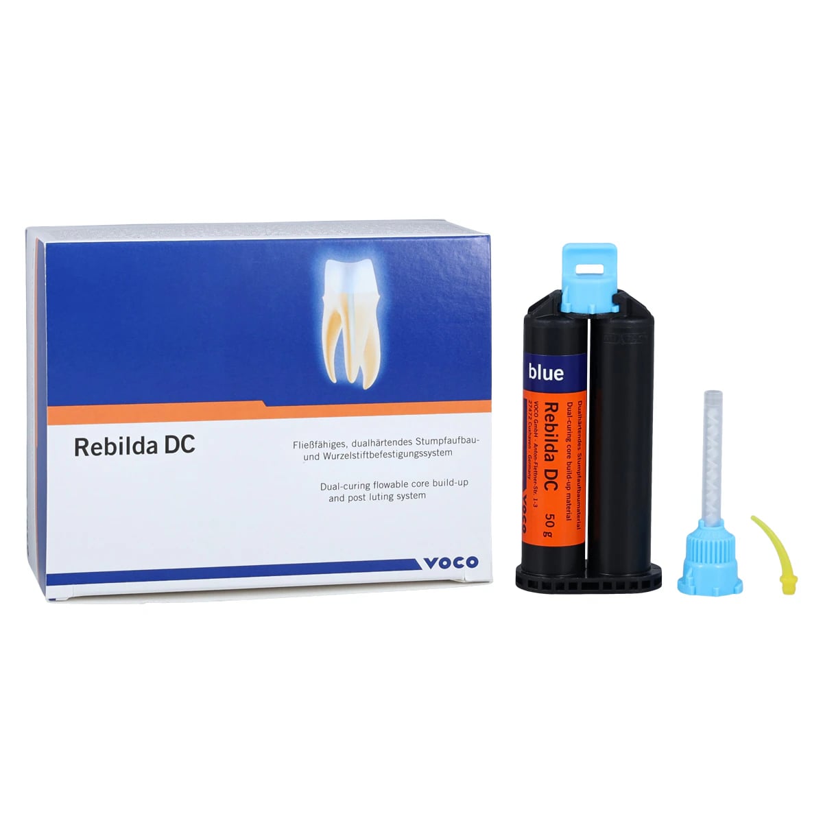 Rebilda DC Dual-Cure Core Build-Up Composite, Blue, 50 g Cartridge Refill with Mixing Tips, 1397
