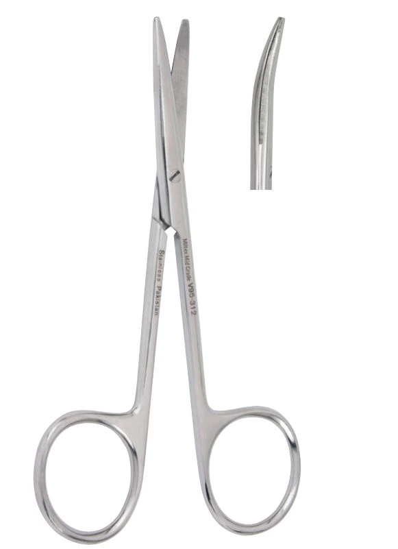 Vantage Strabismus Scissors, Curved, 4" Stainless Steel, Each
