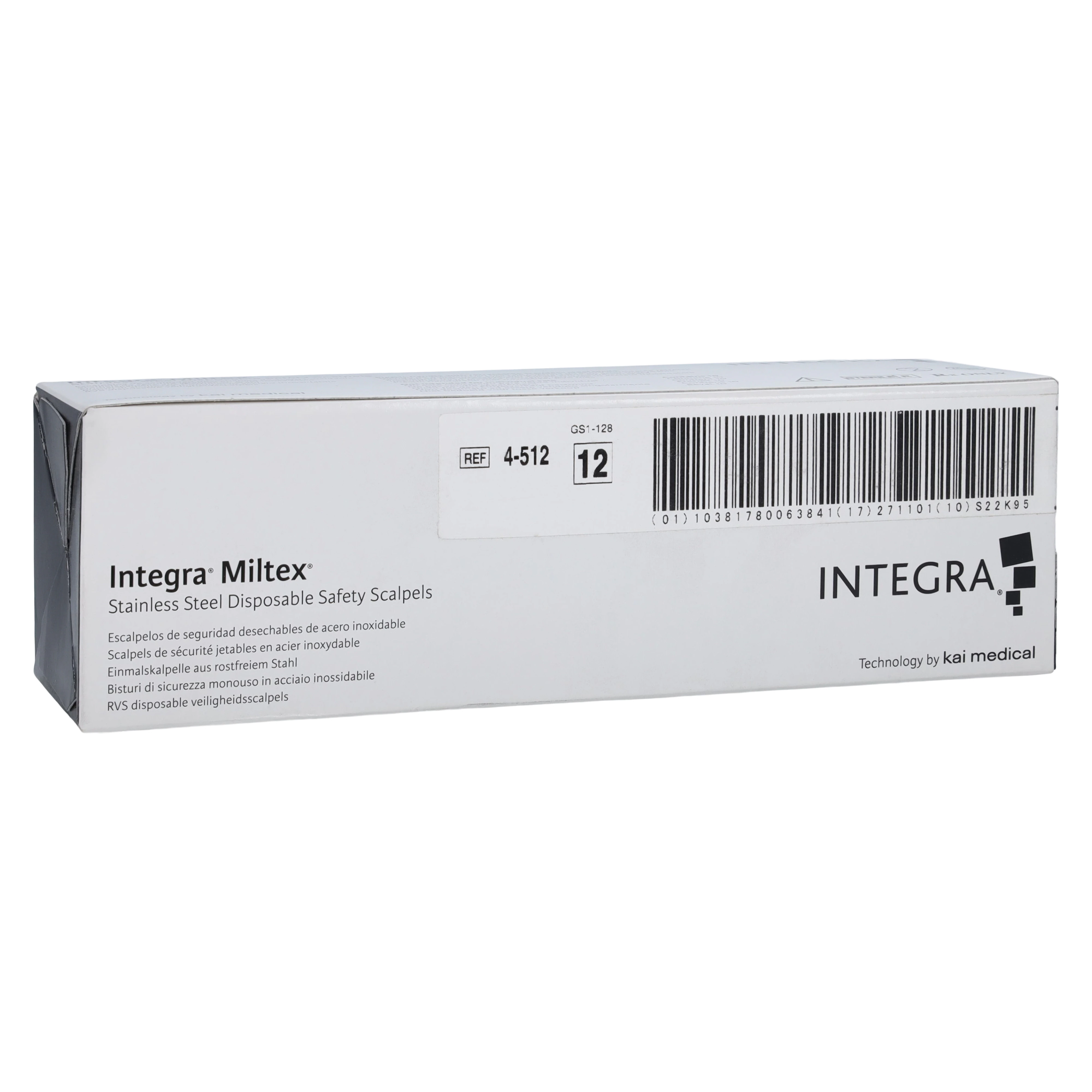 Miltex-Integra #12 Disposable Safety Scalpel with Retractable Blade, Sterile, 10/Box, 4-512
