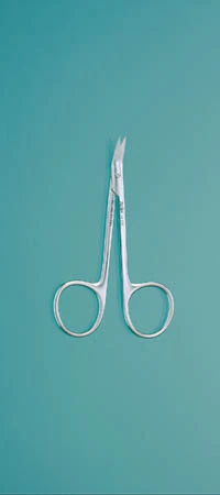 Miltex Biro Dermal Naevus Surgical Scissors, Angled on Flat, 4" Stainless Steel, Each