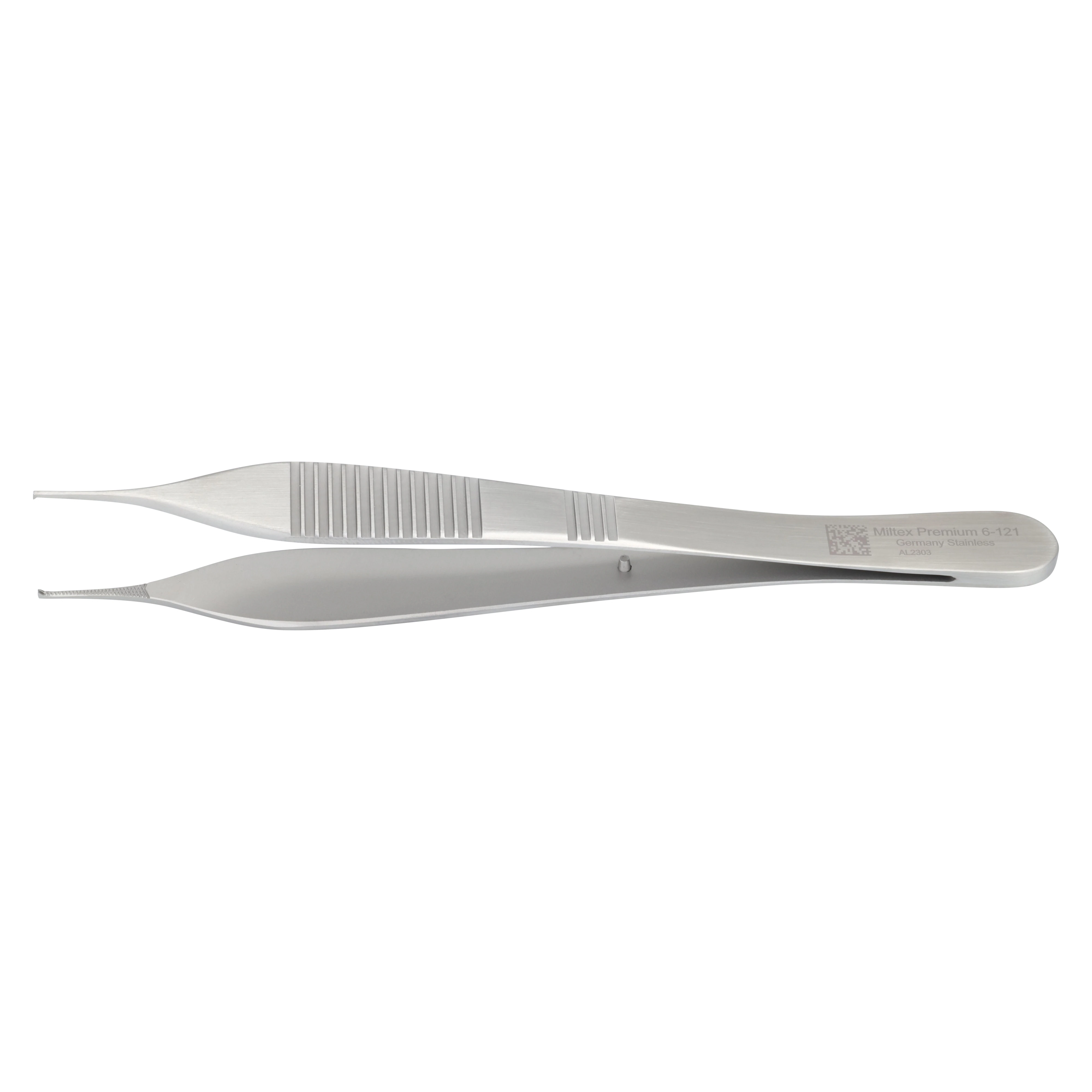 Miltex Adson Tissue Forceps, 4-3/4", 1x2 Teeth with Cross-Serrated Handle, Stainless Steel, Autoclavable, Each