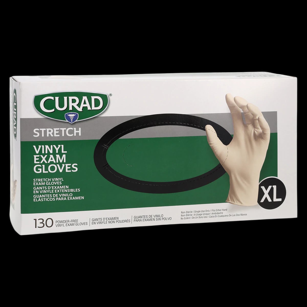 Curad Stretch Powder Free Vinyl Exam Gloves, X-Large, Cream, Non-Sterile, 150/Box, CUR9227