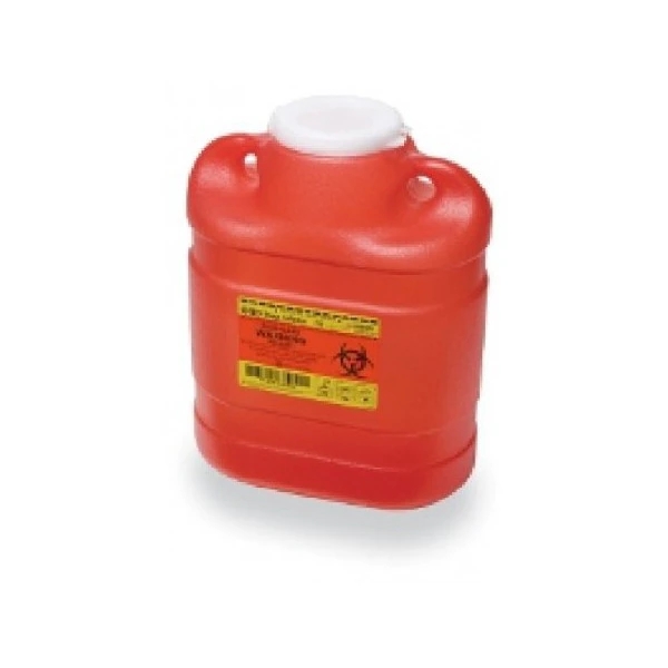 BD Multi-Use One-Piece Sharps Collector, 6.9 Qt, Medium, Red, Hinged Lid with Petals, 305489