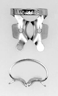 Ivory Stainless Steel Rubber Dam Clamp, Winged, #8, General Purpose Upper Molar, 50057334