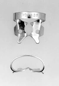 Ivory Rubber Dam Clamp, Winged, #26, Small Lower Molar, Stainless Steel, 50057370