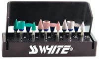 Jazz P3S Porcelain & Metal 3-Step Diamond Polishing System, RA Latch, 12-Piece Assortment Kit with Autoclavable Bur Block, 89016