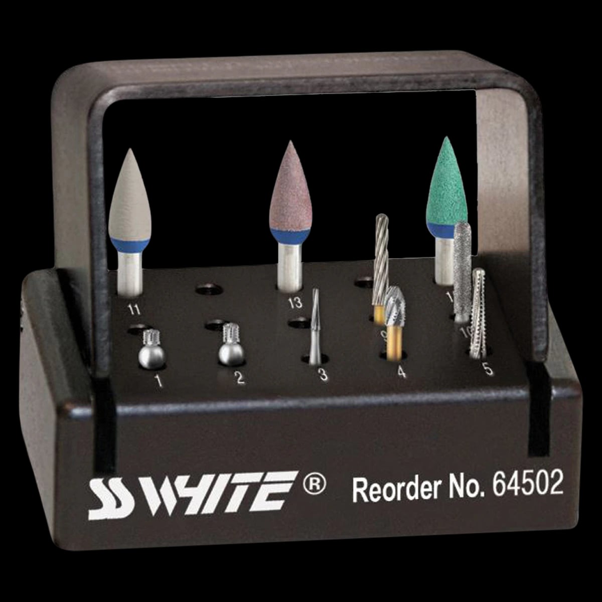SS White Universal CAD/CAM Preparation & Finishing Kit, 10 Rotary Instruments with Autoclavable Metal Bur Block and Technique Guide