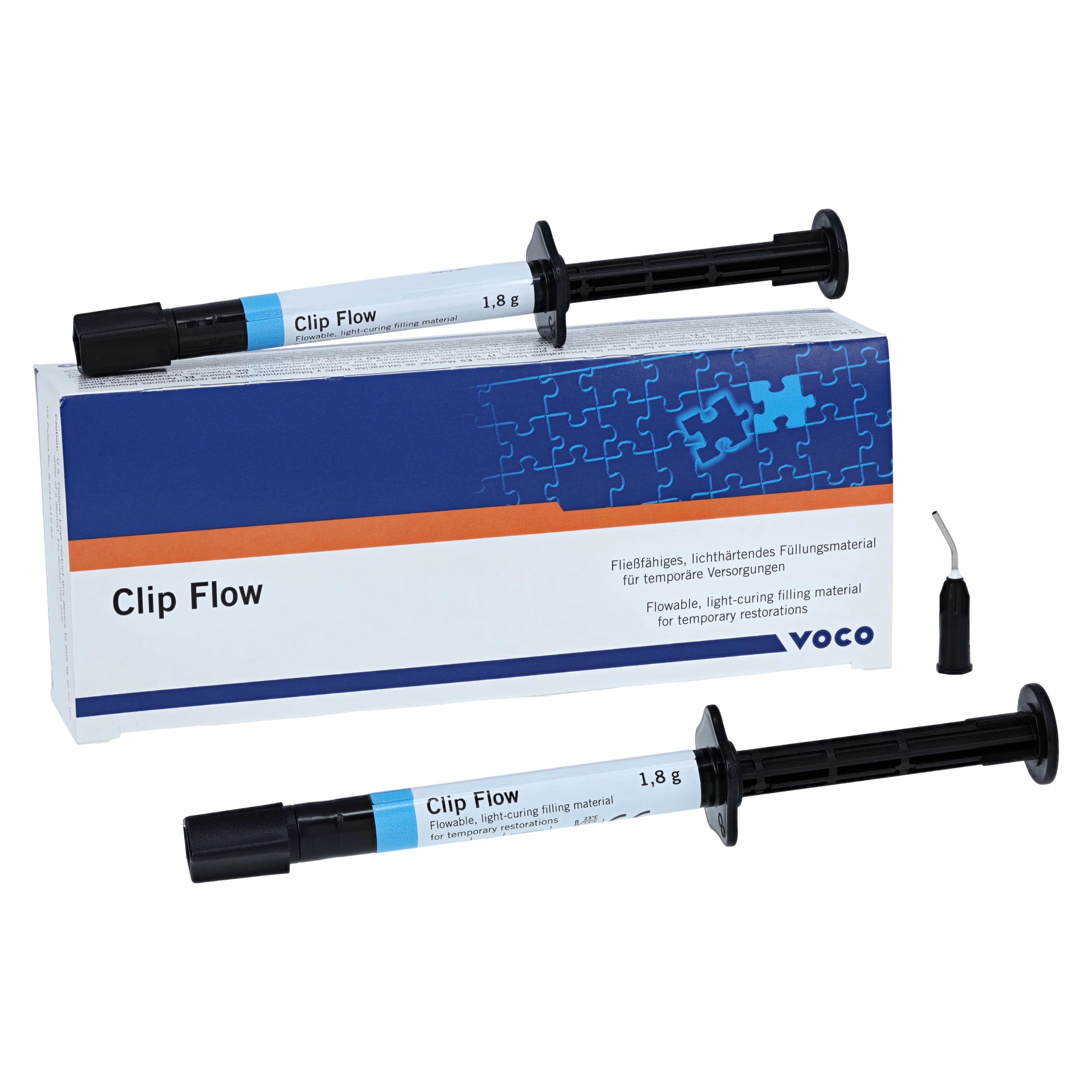 VOCO Clip Flow Light-Cured Flowable Temporary Filling Material, 1.8g Syringe, Pack of 2, Ref 1282