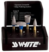 Jazz Supreme Composite 1-Step Universal Polishing System, RA Latch-Type, 4-Piece Assortment Kit with Autoclavable Bur Block, 4/Pk, 89035