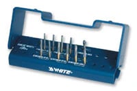Great White Ultra Series Carbide Burs, Crown & Bridge Prep Kit, 11 Assorted GWU Burs with Autoclavable Bur Block, 18150