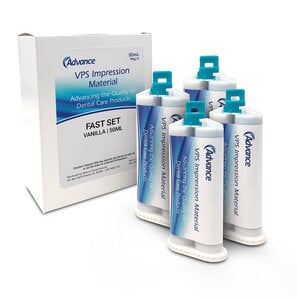 Advance VPS Impression Material, Vanilla, Heavy Body, Fast Set, 50mL Cartridges, Pack of 4