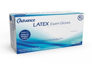 Advance Latex Exam Gloves, Powder Free, Extra Large, Box/100