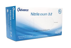 Advance Nitrile Exam Gloves 3.2, Powder Free, Blue, Extra Large, 200/Box