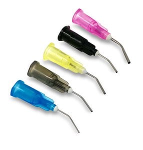 Advance Pre-Bent Dispensing Tips, 18 Gauge, Pink, Bag of 100